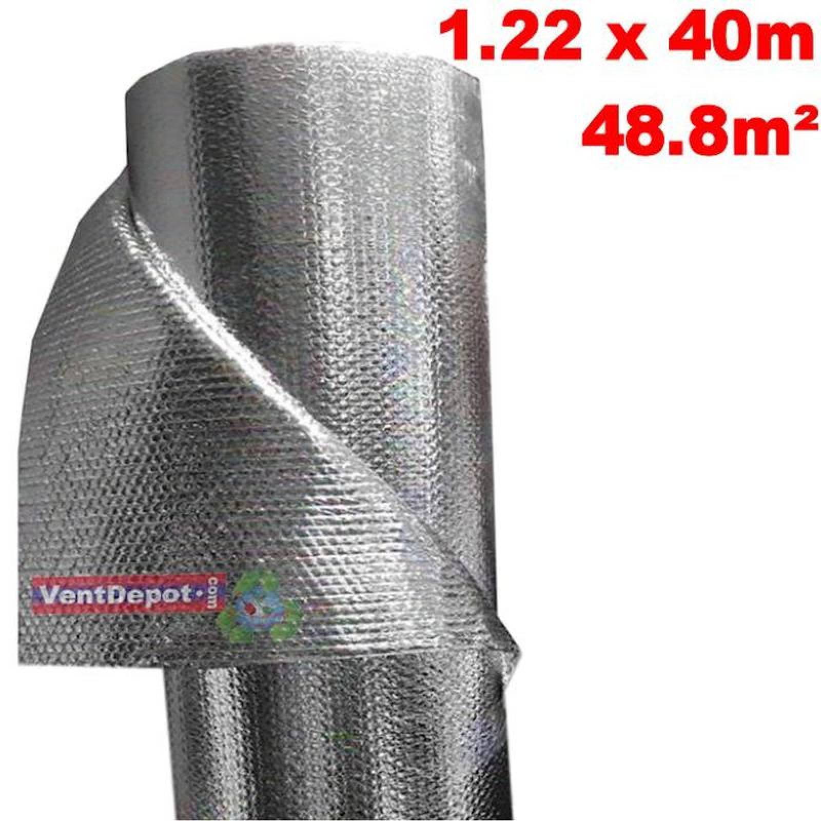 Laminas Aluminio Aislamiento Termic, MXBLH-007-2, 1.22x40m, 3mm, -51 a 82C, Metalizado 0.1mm, Micro Celdas 3mm, Metalizado 0.1mm, Burbuja 3/16mm, Metalizado., BubbleTherm