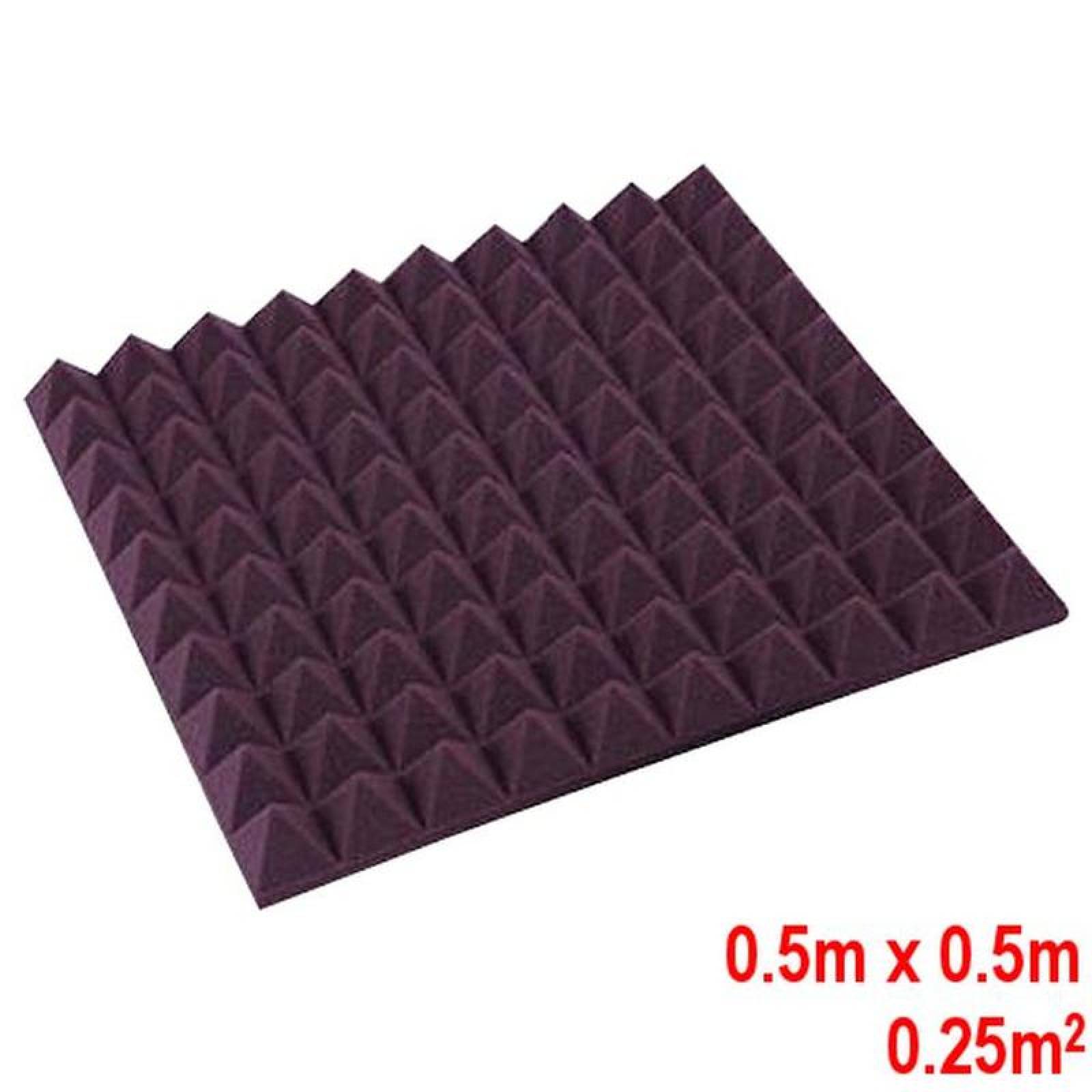 Panel Acustico de Colores Cuartos, MXPRP-004-1, 0.80NCR, 0.5m x 0.5m, 2" Espesor, Molde de Pirámide, Marrón, PyrOxPro