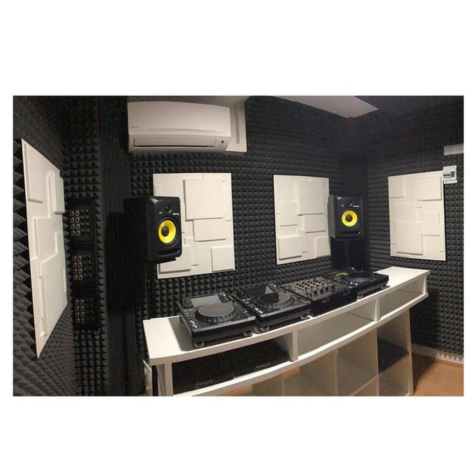 Paneles Acusticos de Color Mayoreo, MXPRP-005-1, 0.80NCR, 0.5m x 0.5m, 2" Espesor, Molde de Pirámide, Gris, PyrOxPro