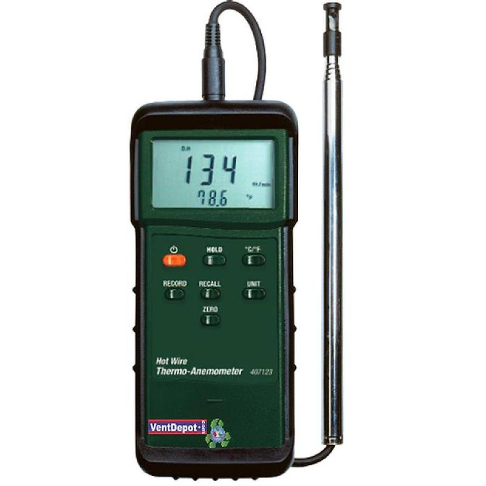 Anemometro de Filamento HVAC, MXAIW-001-2, Viento 40 a 3940 ft/min, Temperatura 0 a 50C, Humedad 10 a 80%., AirWire