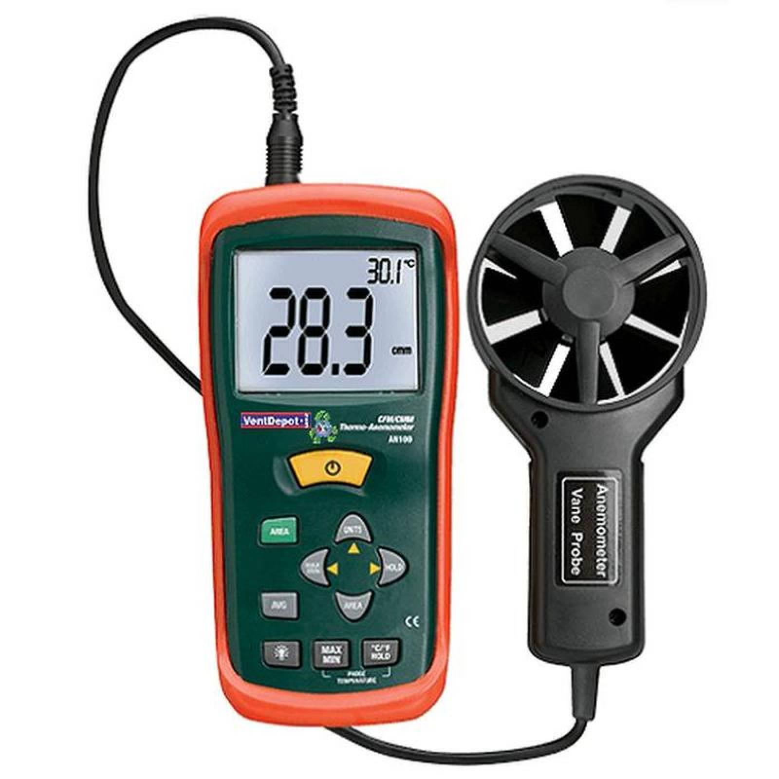 Anemometro Industrial para Aire, MXAMI-001-15, Viento 80 a 5900 ft/min, Flujo 0-9999 ft3/min, Temperatura -10 a 60C., AnemoMini