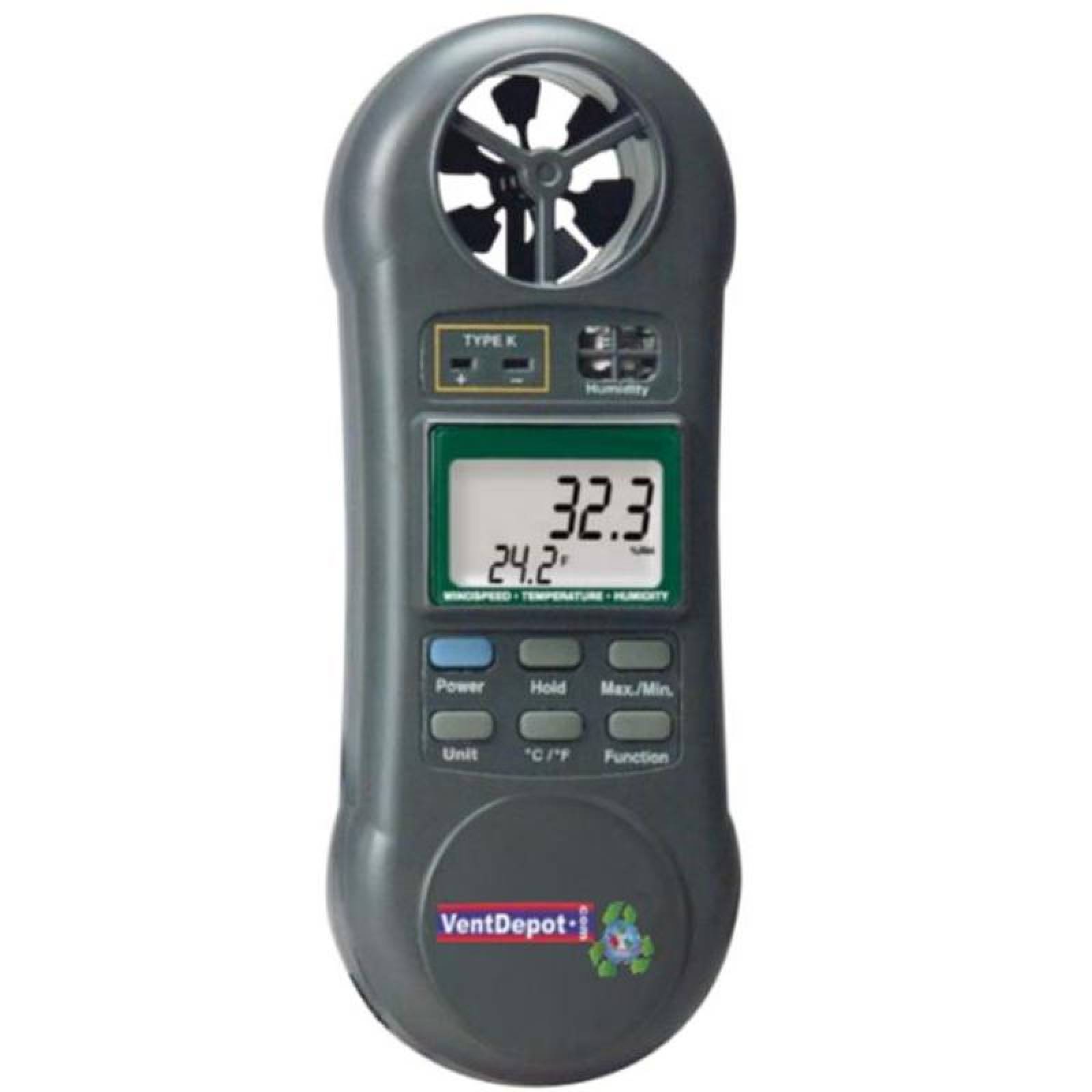 Anemometro Industrial de Veleta, MXTLG-001-20, Viento 80 a 5910 ft/min, Temperatura 0 a 50ºC, Humedad 10% a 70%., TriLogic