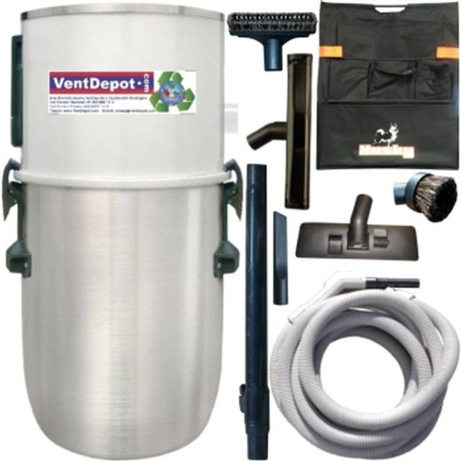 Aspiradora Central de Areas Limpias MXASY-003-12 3472mmcda110V2HP 53dBKit LimpiezaManguera Blanca switch ccableado VacPro