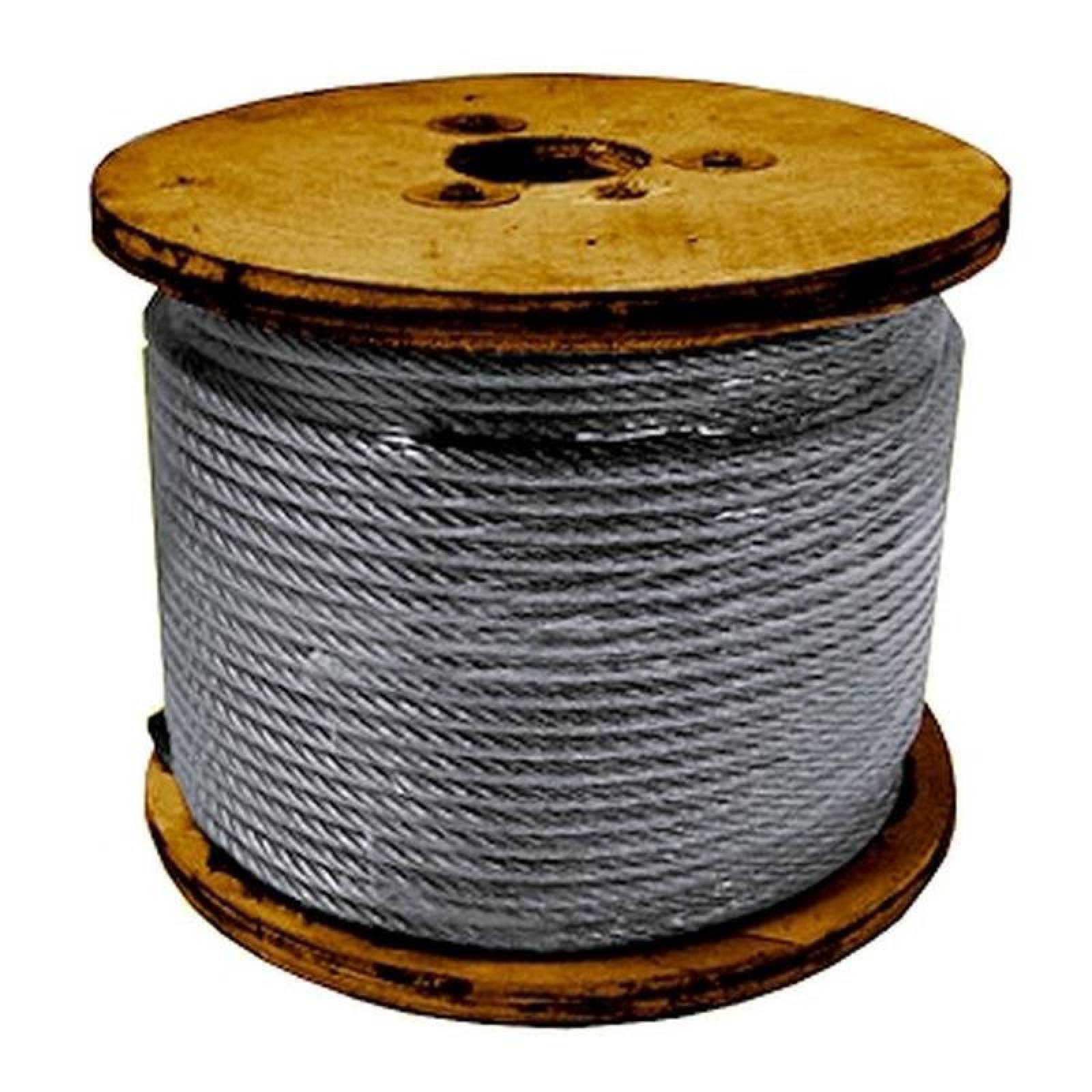  Rollo de Alambre para Construcción, MXSEE-005, Cable Alma de Acero Galv. de 3/16" Diámetro,6x19hilos,TorcidoDerecho,50mxRollo, SteelLifeLine