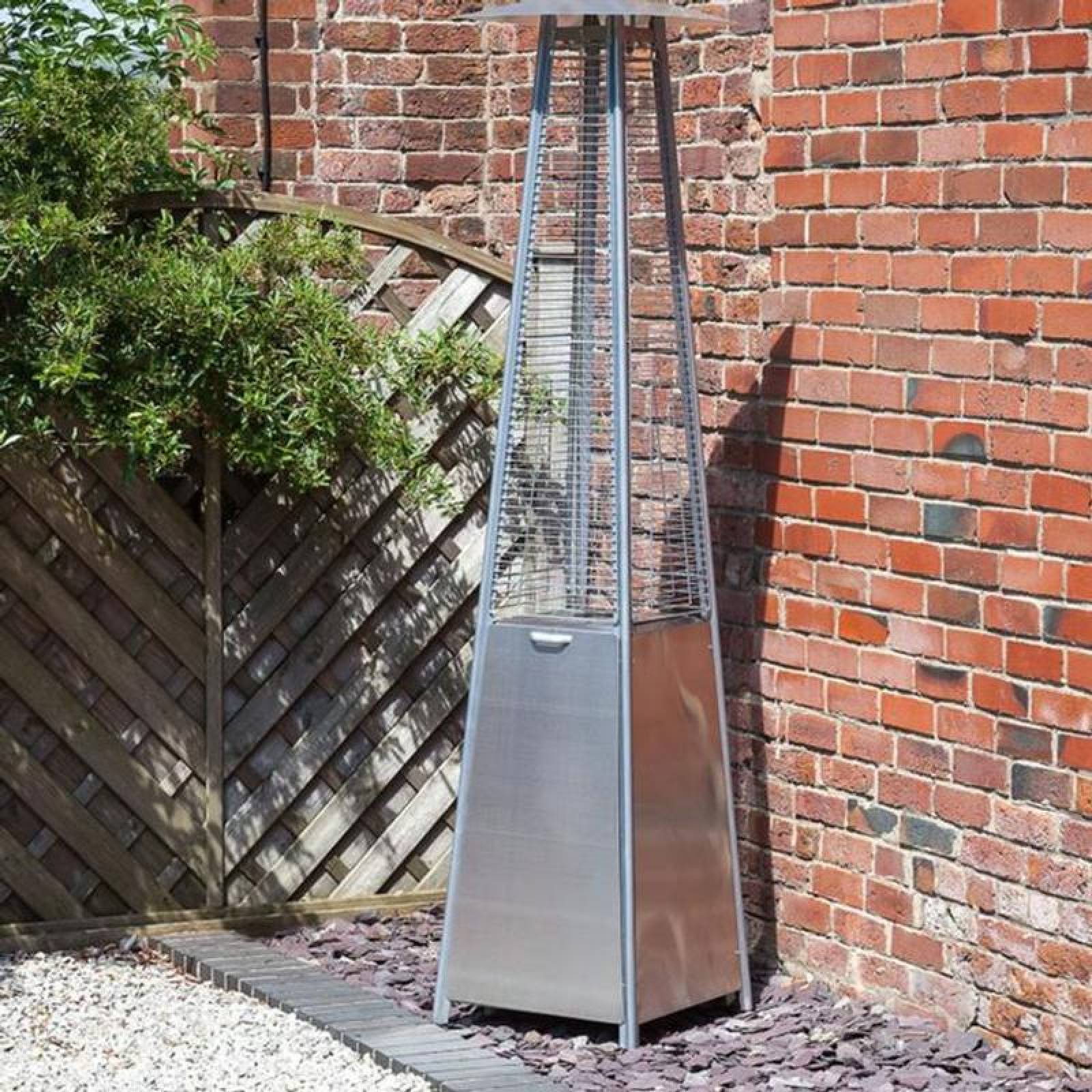 Piramide Calefactor de Patio MXOWM-002-15 32500BTUs ctanque Gas LP Alcance 6 a 8m Diámetro Acero Inoxidable ObeliskWarm