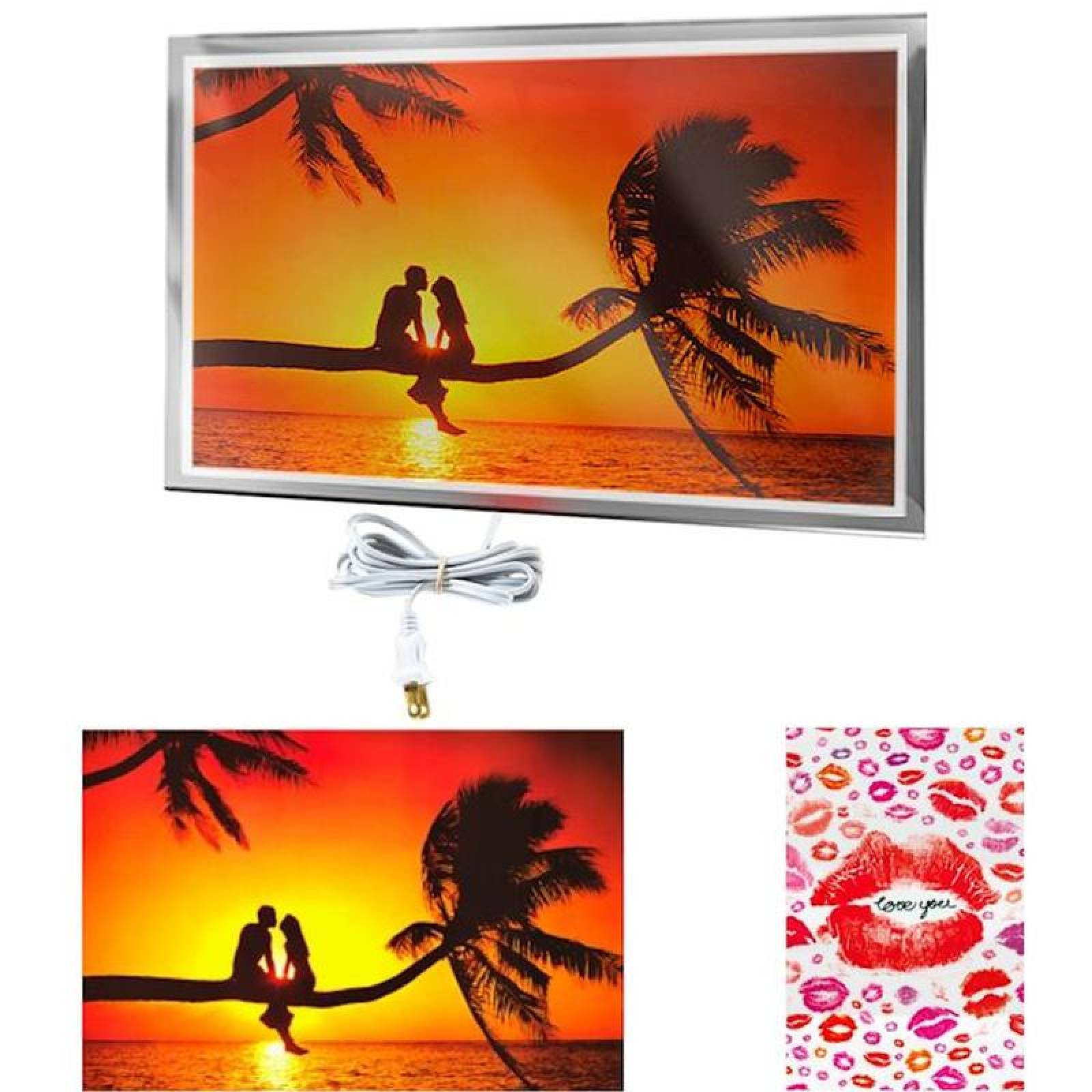  Calefactor Tipo Cuadro Ecologico, MXRCH-001-9, 380W, 110V/1F/60Hz, 3.5A, 960x90x4 cm, Love You, Vidrio Litografiado, RomanticHeat