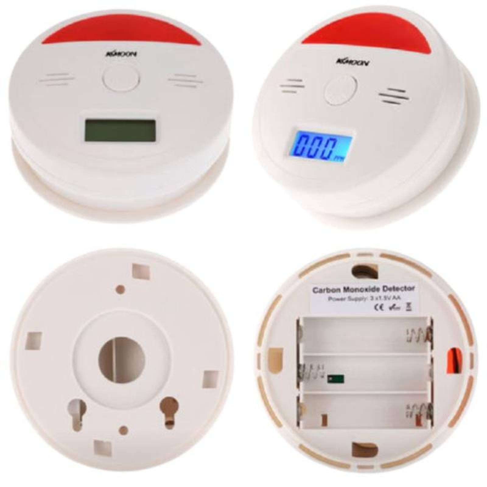 Detector de Humo Moderno MXSKU-001-8 Alarma Visual Roja Sensor Monoxido de Carbono Baterias 3xAA Incluidas 85 a 105dB 0 - 45C Blanco 1 Pza, SmokyUltra