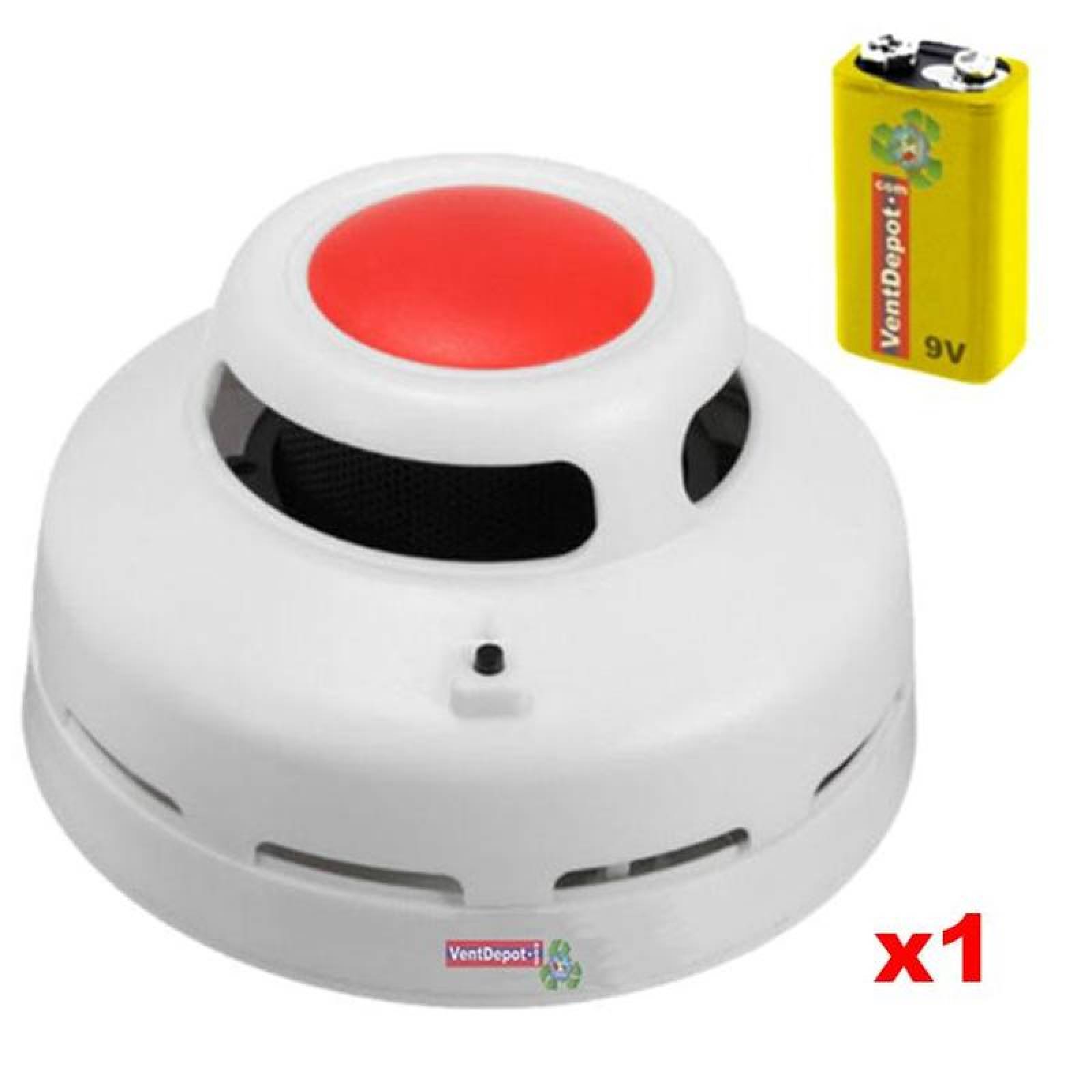 Detector contra Incendios MXSMO-001-10 Alarma Visual Roja Sensor Humo Bateria 9V incluida 85 a 105dB-10 a 50C Blanco 1 Pza, SmokyPro