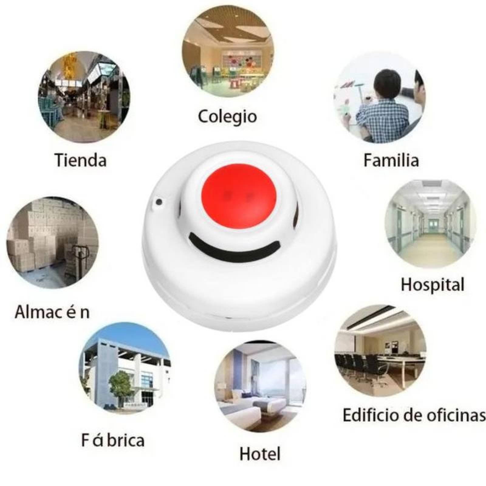 Detector contra Incendios MXSMO-001-10 Alarma Visual Roja Sensor Humo Bateria 9V incluida 85 a 105dB-10 a 50C Blanco 1 Pza, SmokyPro