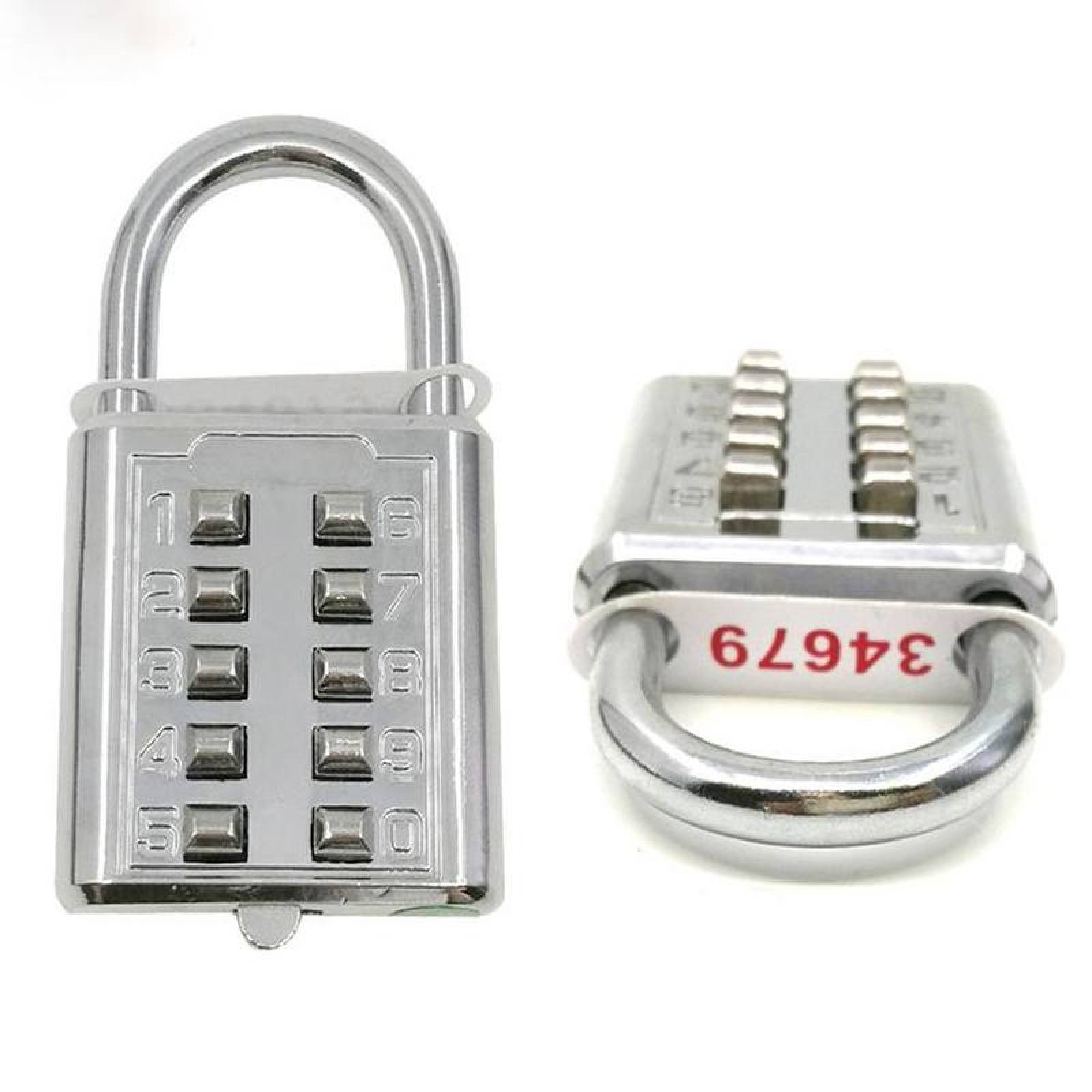 Candados con Código Secreto, MXLKS-002-2, 2Pzas, 6 Teclas, Plata, Mecánico, Acero Inox, LockPass