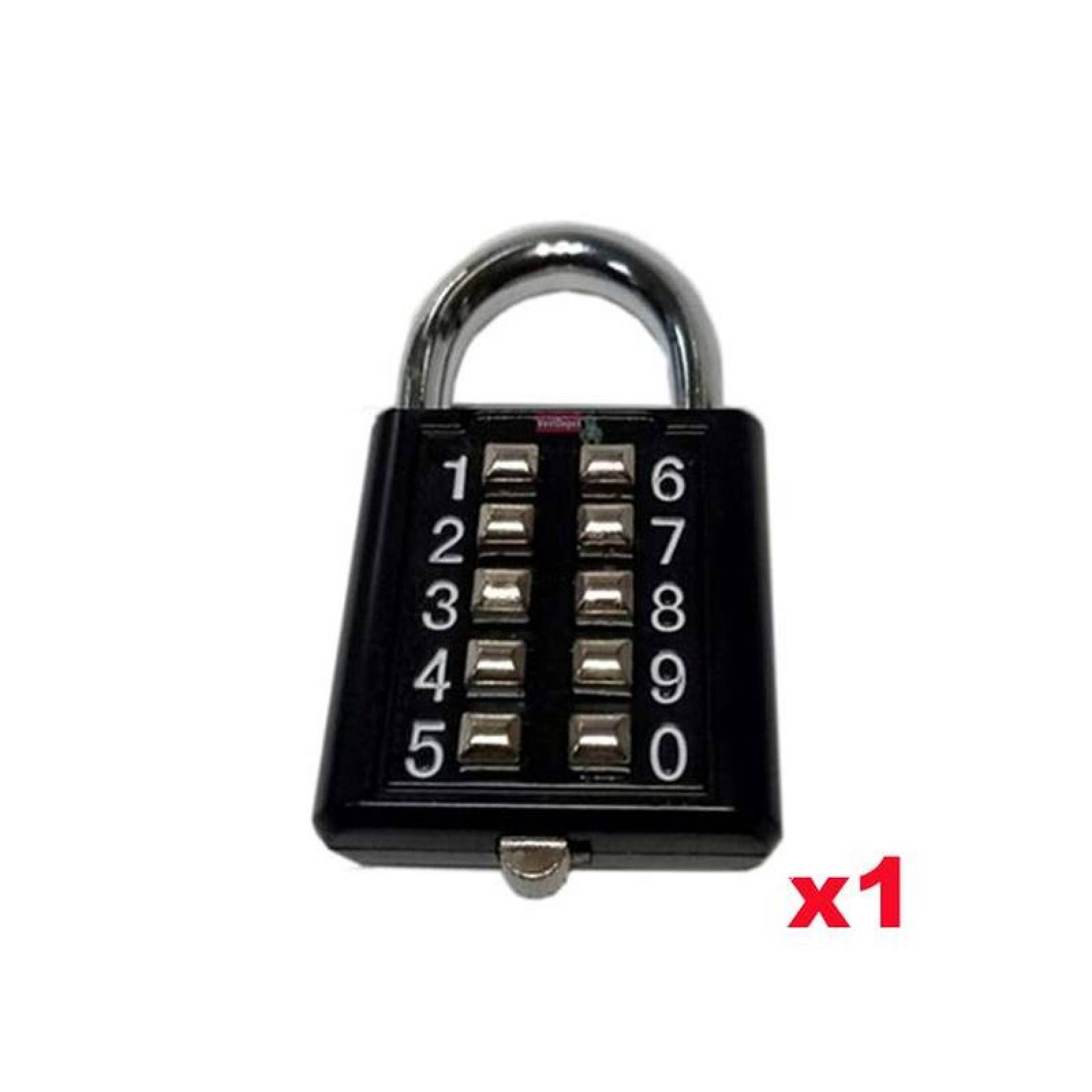 Candado Alta Seguridad, MXPSR-004-2, 1Pza, 10 Teclas, Negro, Mecánico, Acero Inox., PassColors