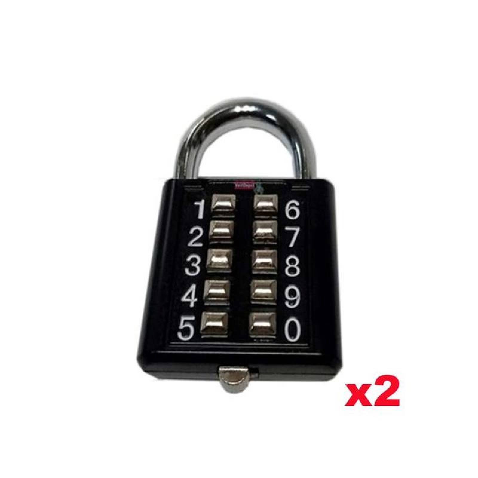 Candado Acero Inoxidable, MXPSR-005-2, 2Pzas, 10 Teclas, Negro, Mecánico, Acero Inox., PassColors