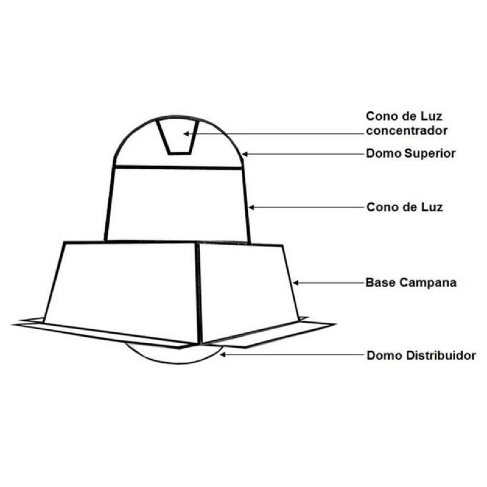 Domos Ecologicos para Residencias MXSRM-025 20" Diámetro Domo 38 metros cuadrados Base Galvanizada 32x32" 1 agua C24 Desarmado, Solarium