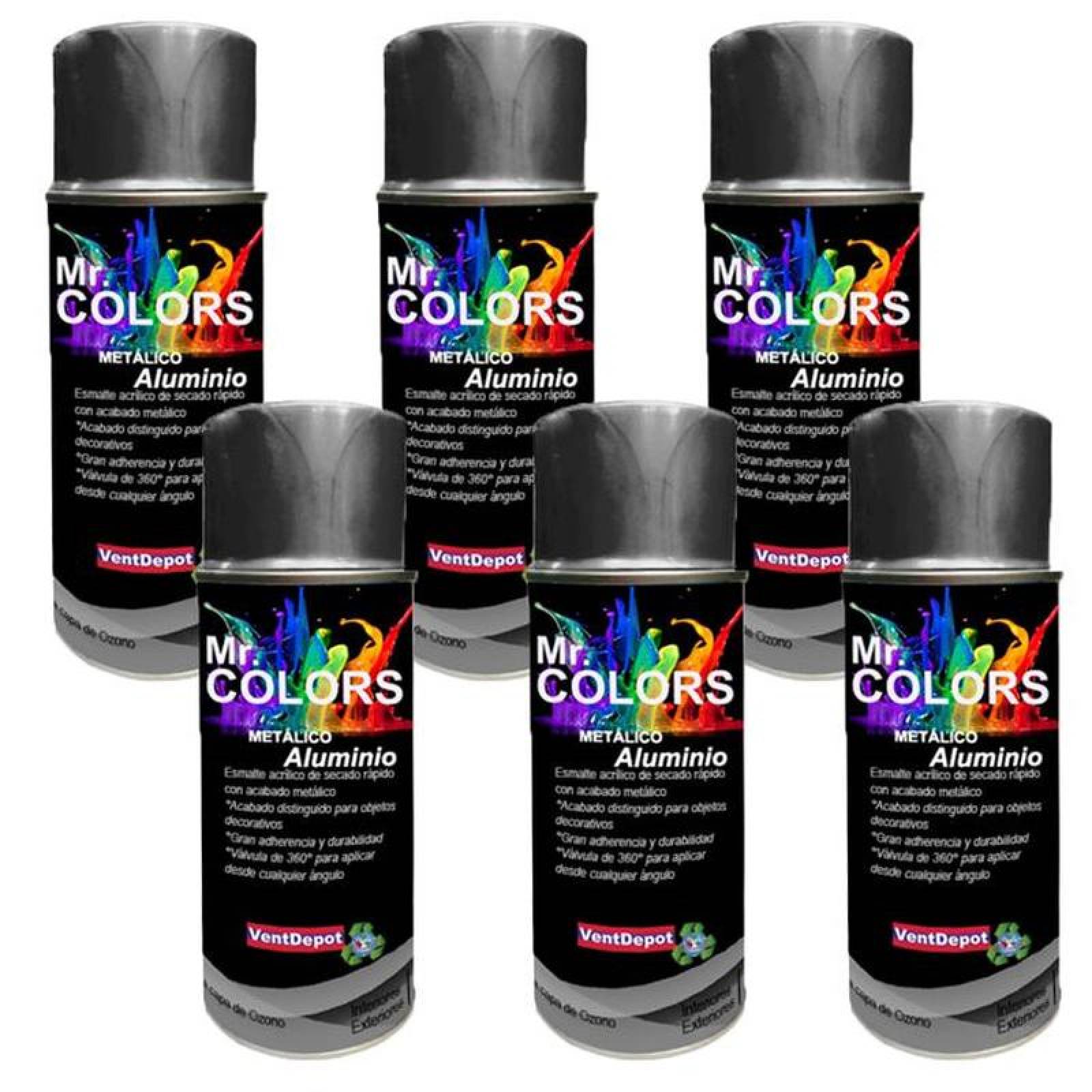 Pintura de Aluminio Profesional MXALU-002-6 Color Metálico Rendimiento 1,0 a 1,5 6 Spray AlumSpray