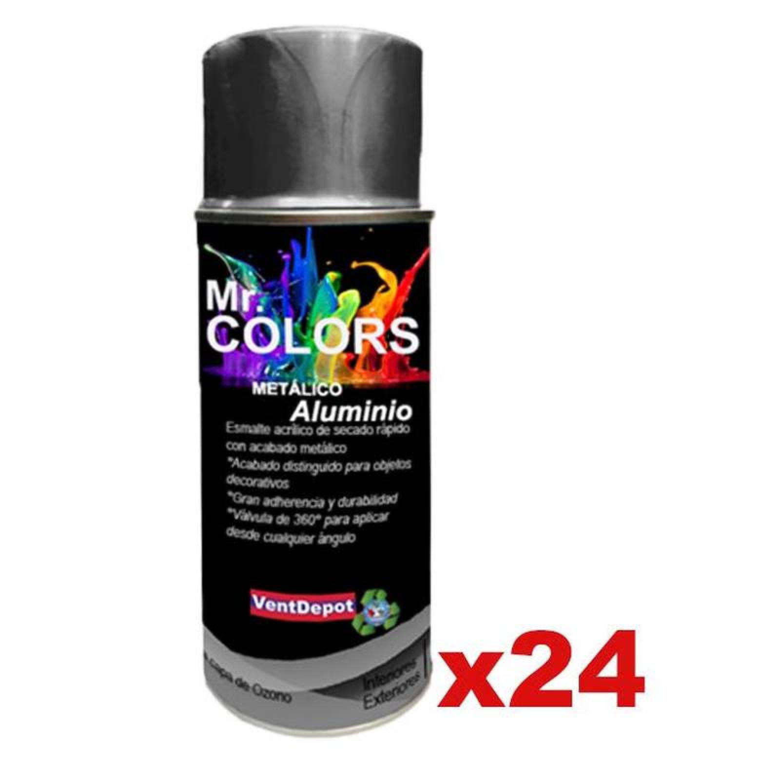 Aerosol de Aluminio Pintura Mayoreo MXALU-004-2 Color Metálico Rendimiento 1,0 a 1,5 24 Spray AlumSpray