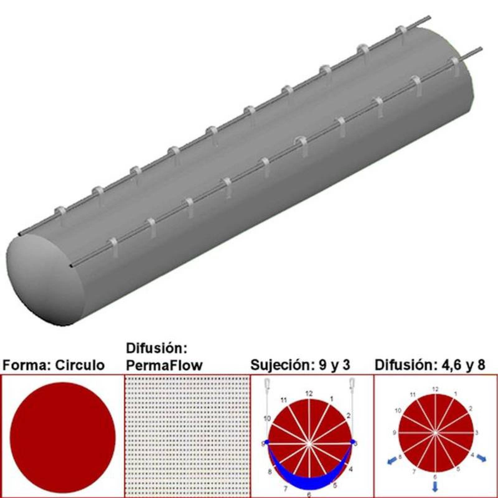 Sujecion de Ducto Textil MXAHS-1163 22" Diámetro 7063 a 10595m3hr Difusión PermaFlow Gris Perla Sujeción 9 y 3 Difusión 46 y 8 Longitud 1 m, AirRegularPerma