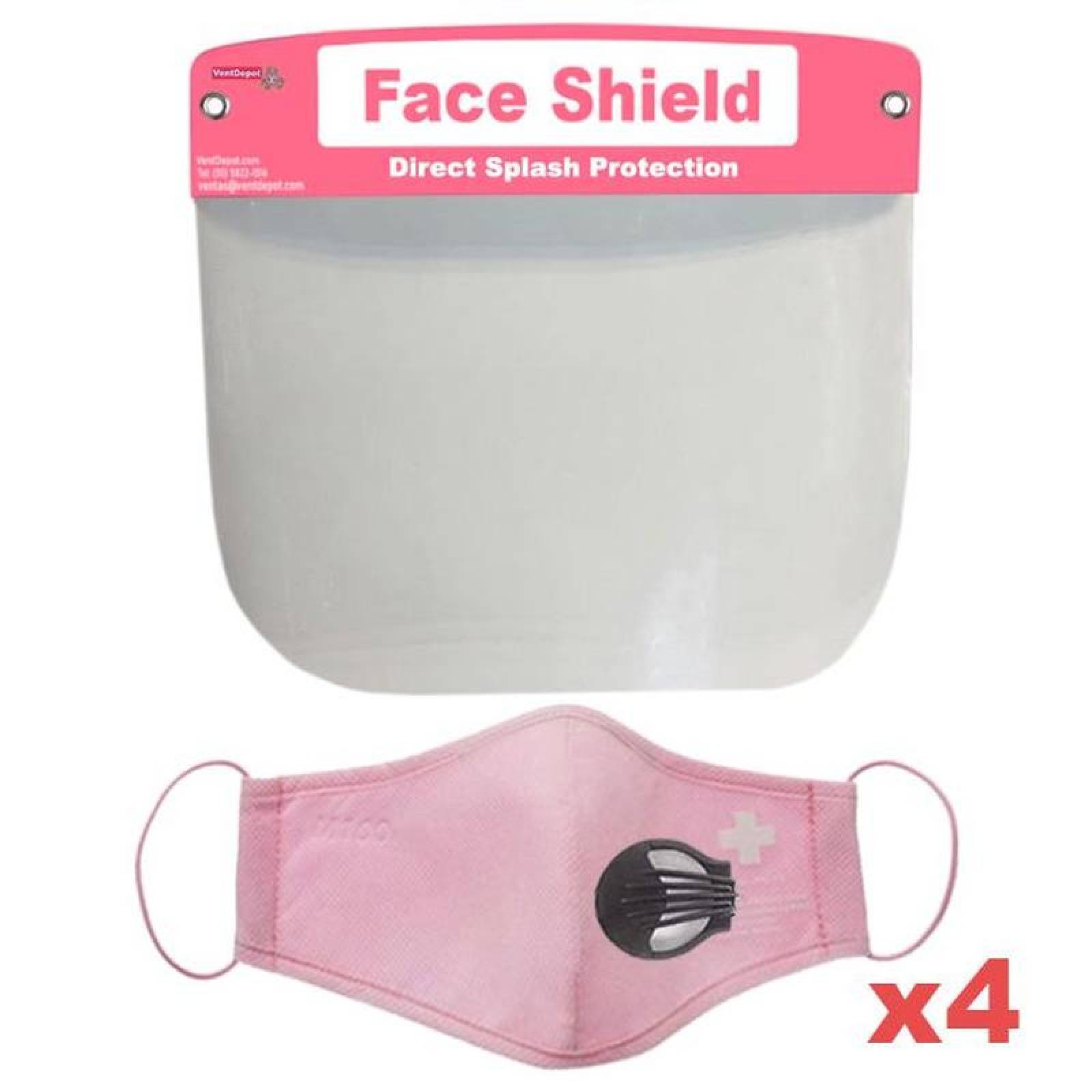 Venta de Caretas y Cubrebocas MXSKA-018 Kit 4 Pzs Careta y Cubreboca 1 Válvula Pink Rosa Non Woven Lavable, SafeMask Air