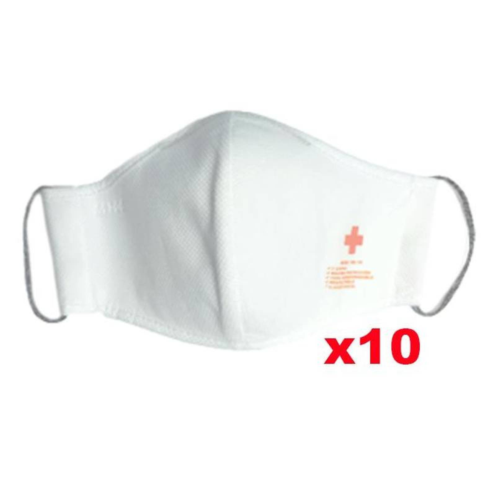 Cubrebocas de Tela Lavable virus, MXWHC-024 10 pzs WhiteBlanco Lavable Non Woven 3 Capas, WhiteCross