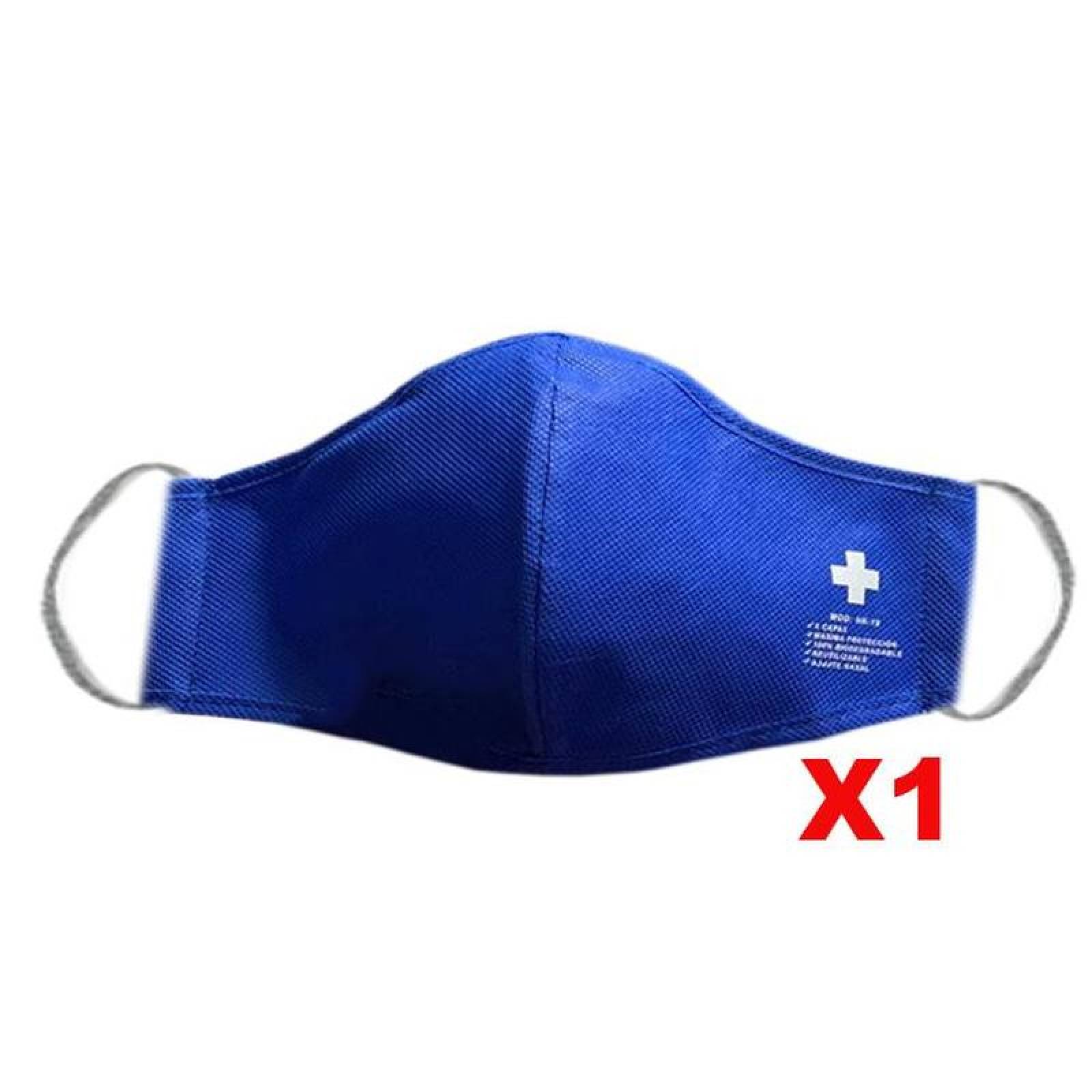 Tapa boca Cubre boca Tela Lavable, MXWHC-028 1 pza Electric BlueAzul Electrico Lavable Non Woven 3 Capas, WhiteCross