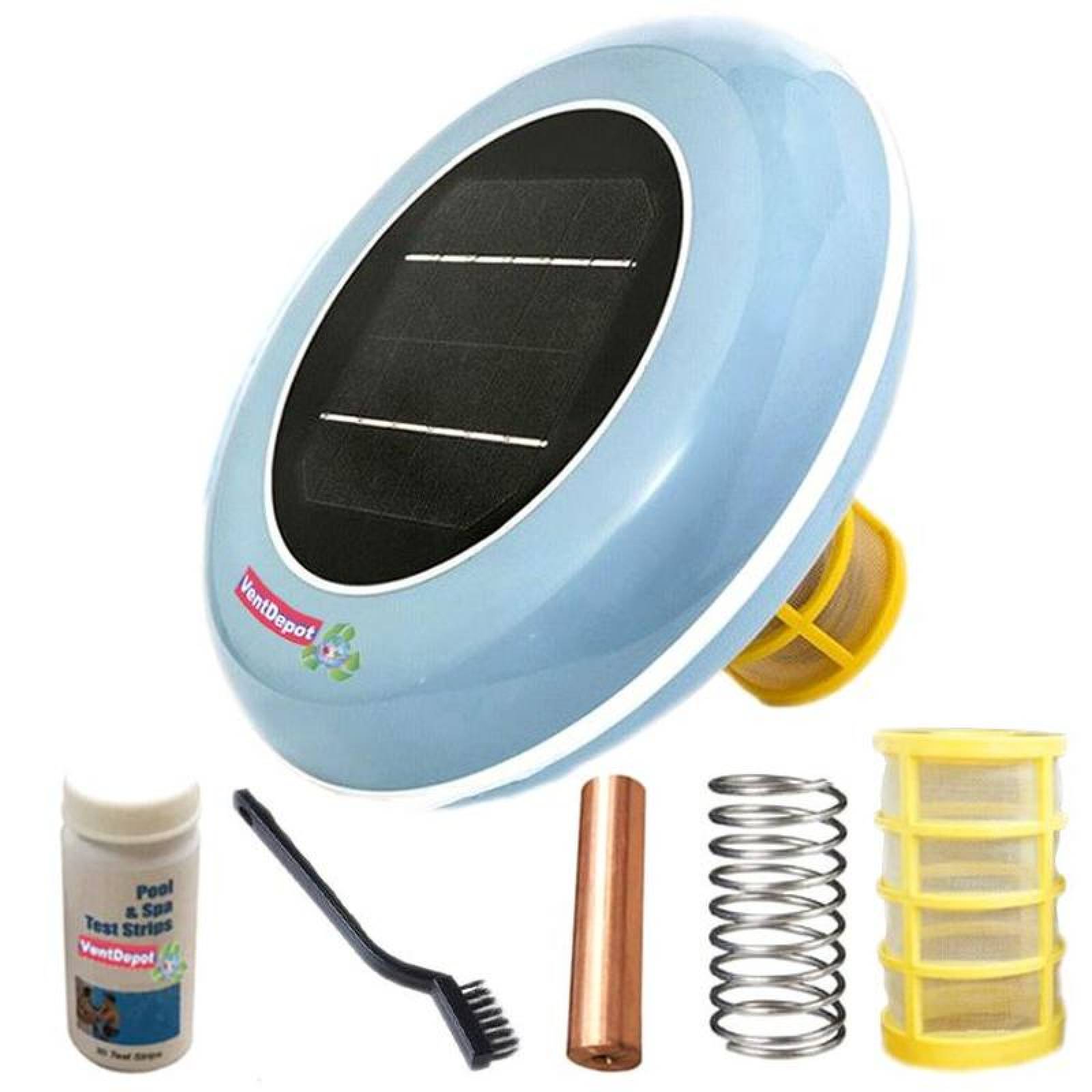 Purificador Portátil ionizador Agua MXPSL-001-21 30000gal 136382L 136,382 m³ Solar Iones Positivos 80porciento Ahorro de Cloro Elimina Bacterias y Algas Usa CopperElect MXUBE-002, PoolSolar
