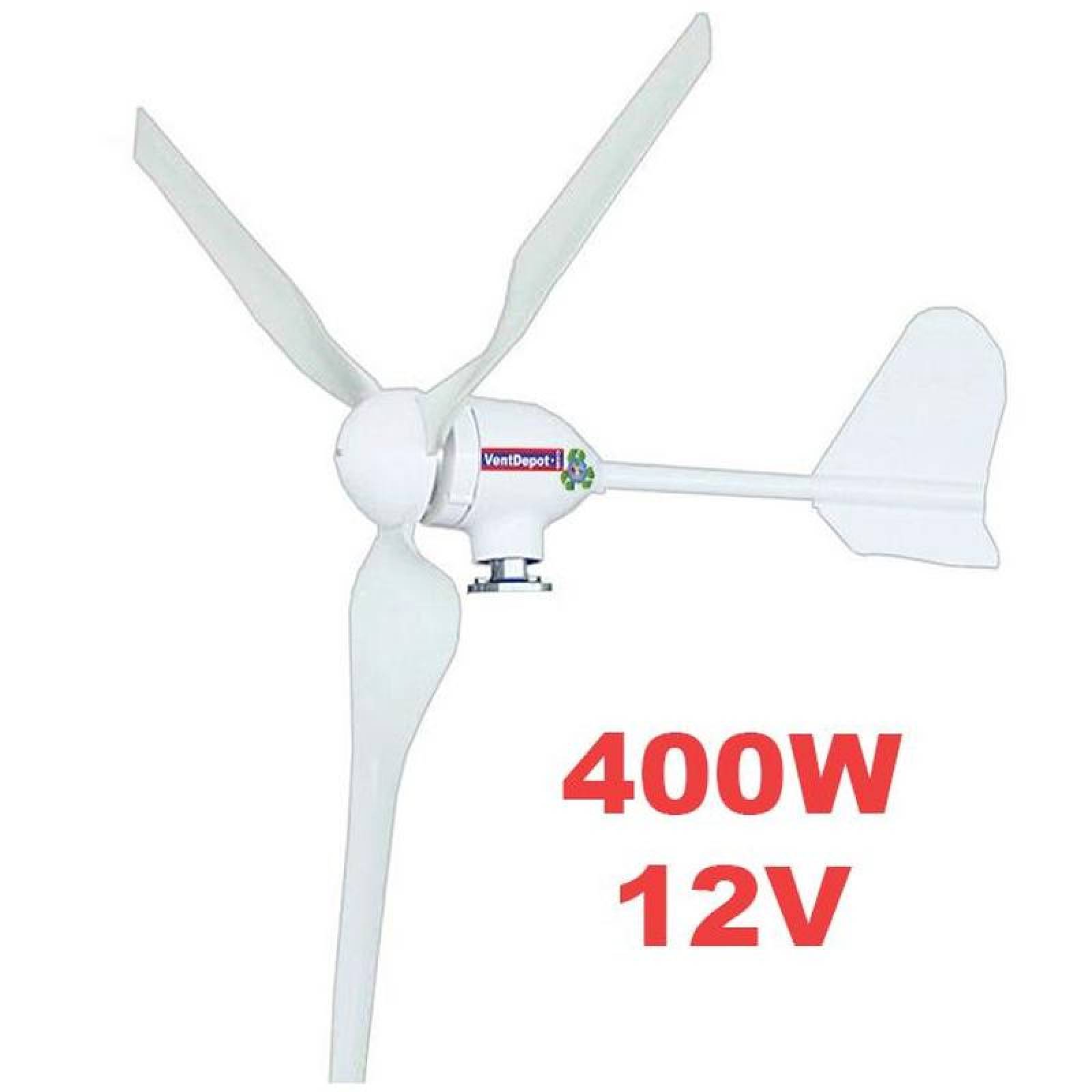  Generador Eolico Horizontal Palapas, MXBGY-001-5, 400 W, 12V, Vientos de 2.5 a 45m/s, 3 aspas, -40C a 80C, Bladenergy
