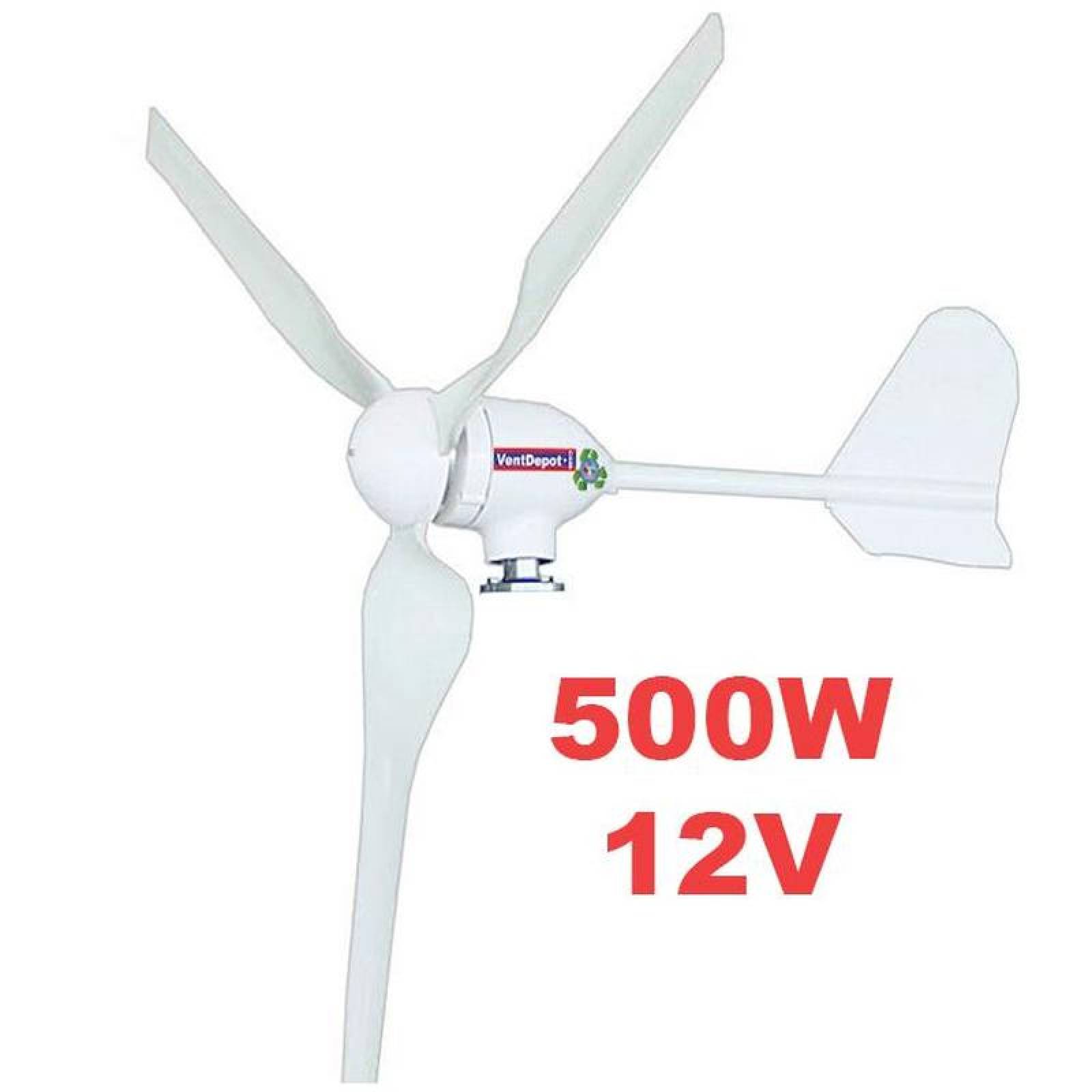  Generador Electrico Eolico Yates, MXBGY-003-1, 500W, 12V, Vientos de 2.5 a 45m/s, 3 Aspas, -40C a 80C., Bladenergy