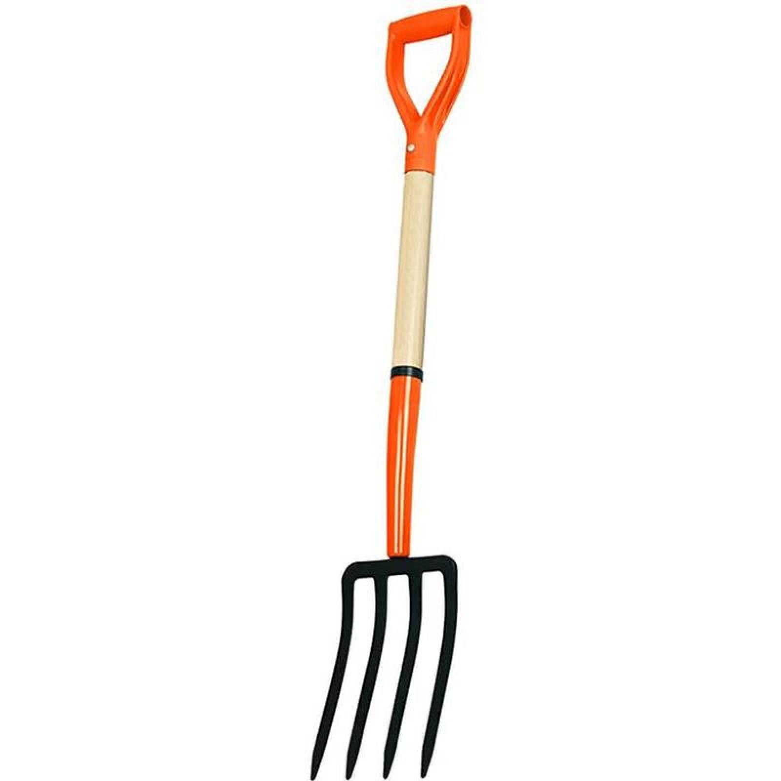 Bieldo con dientes resistentes MXFOM-001-19 4 Dientes 8 12" Ancho Dientes 14 12" Largo Dientes 31" Longitud de Mango Madera y Acero FourMetal