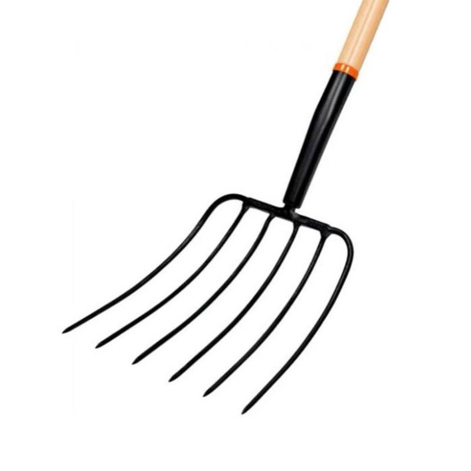 Bieldos para separar paja MXFVM-001-14 5 Dientes 9" Ancho Dientes 14 12" Largo Dientes 31" Longitud de Mango Madera y Acero FiveMetal
