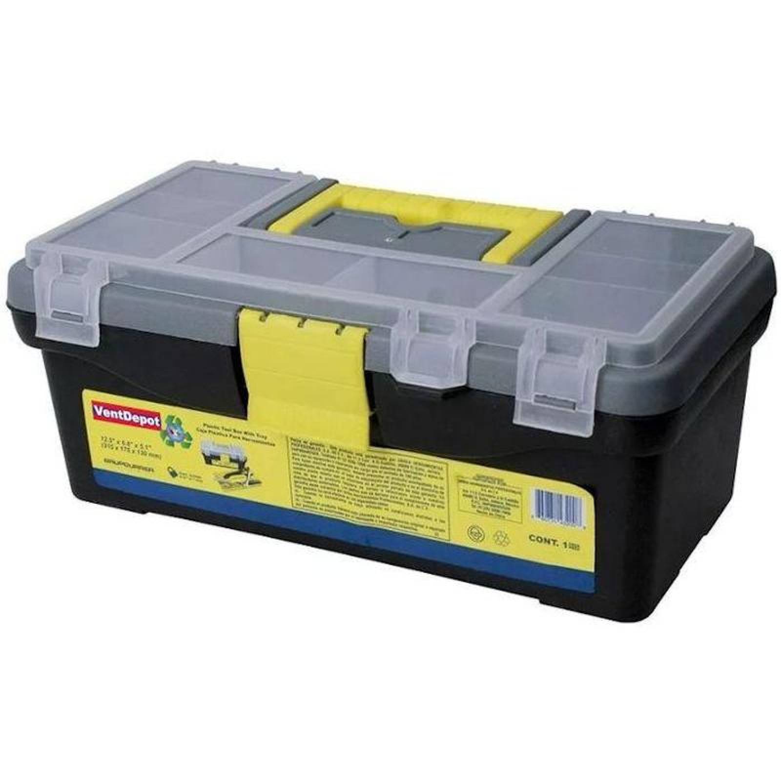  Caja Organizadora con divisiones, MXOLS-001-3, 2 Gavetas, 12.5" Base, 5.125" Altura, 6.875" Ancho, Plástico, OrganizerTools