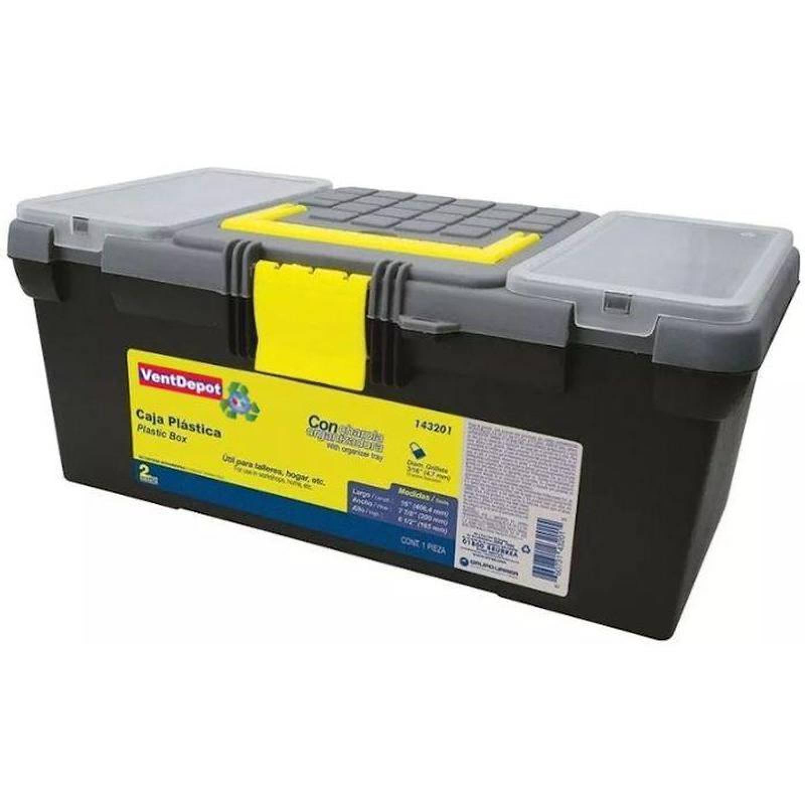 Caja de Plástico Organizadora, MXOLS-002-6, 2 Gavetas, 16" Base, 6.5" Altura, 7.875" Ancho, Plástico, OrganizerTools