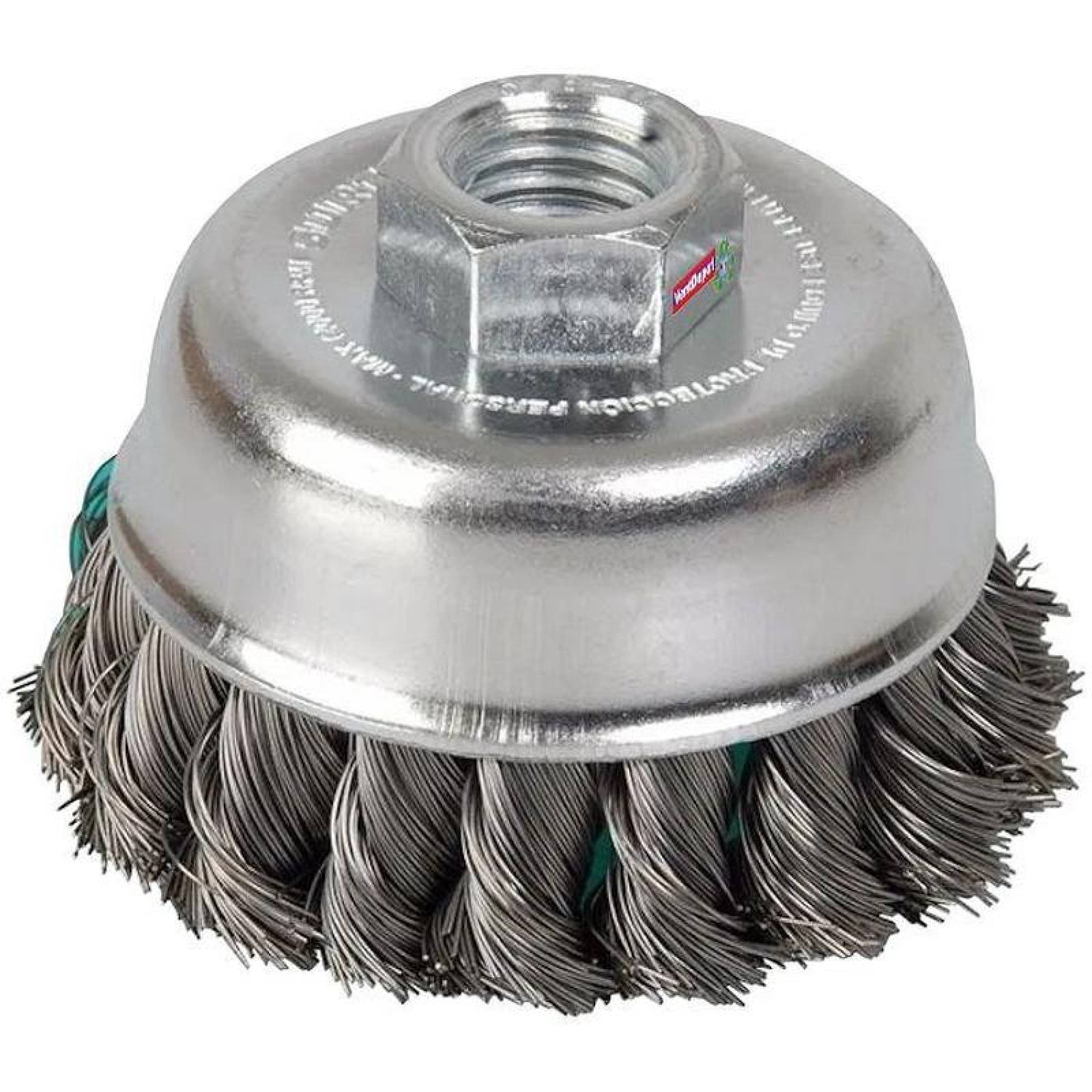 Cardas de Copa Trenzada de Acero MXBBC-004-2 4" Diámetro 14mm Entrada 58" Rosca 6500RPM Máx, Alambre de Acero Alto Carbono BraidedCup