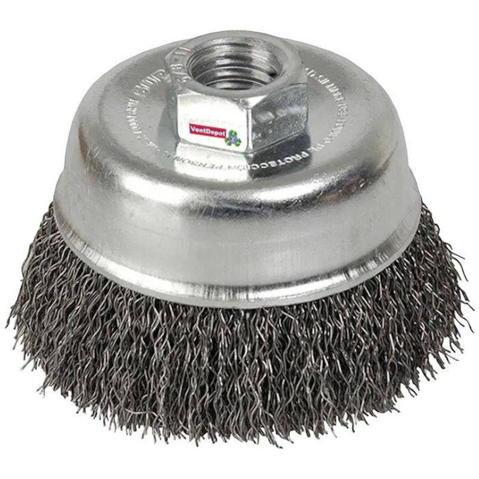 Copa Ondulada MXWVY-003-2 4" Diámetro 58" Entrada 58" Rosca 6000RPM Máx, Alambre de Acero Alto Carbono Ondulado WavyCup