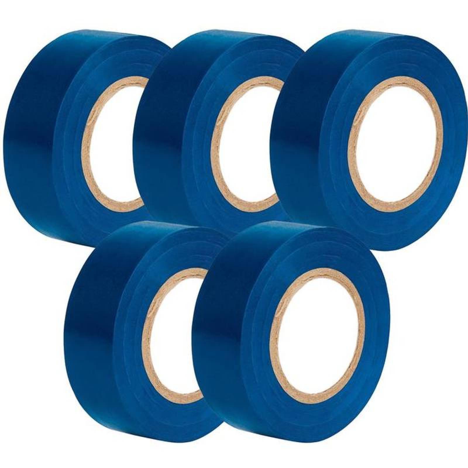 Cinta para Aislar Cables MXTTE-008 Grosor 0,18 Ancho 19mm Metros x Rollo 18m Color Azul 5pzs, ElectricTape