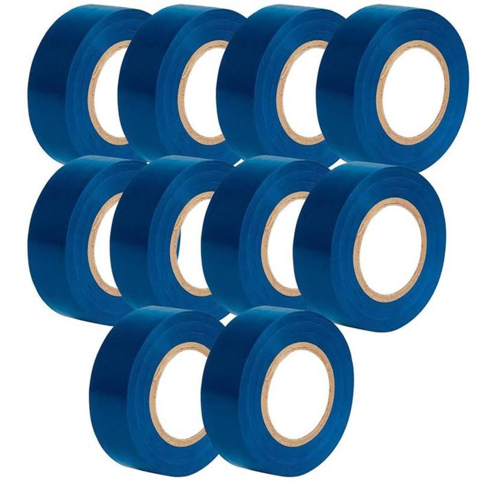 Cinta de Aislar para Conexiones MXTTE-009 Grosor 0,18 Ancho 19mm Metros x Rollo 18m Color Azul 10pzs, ElectricTape
