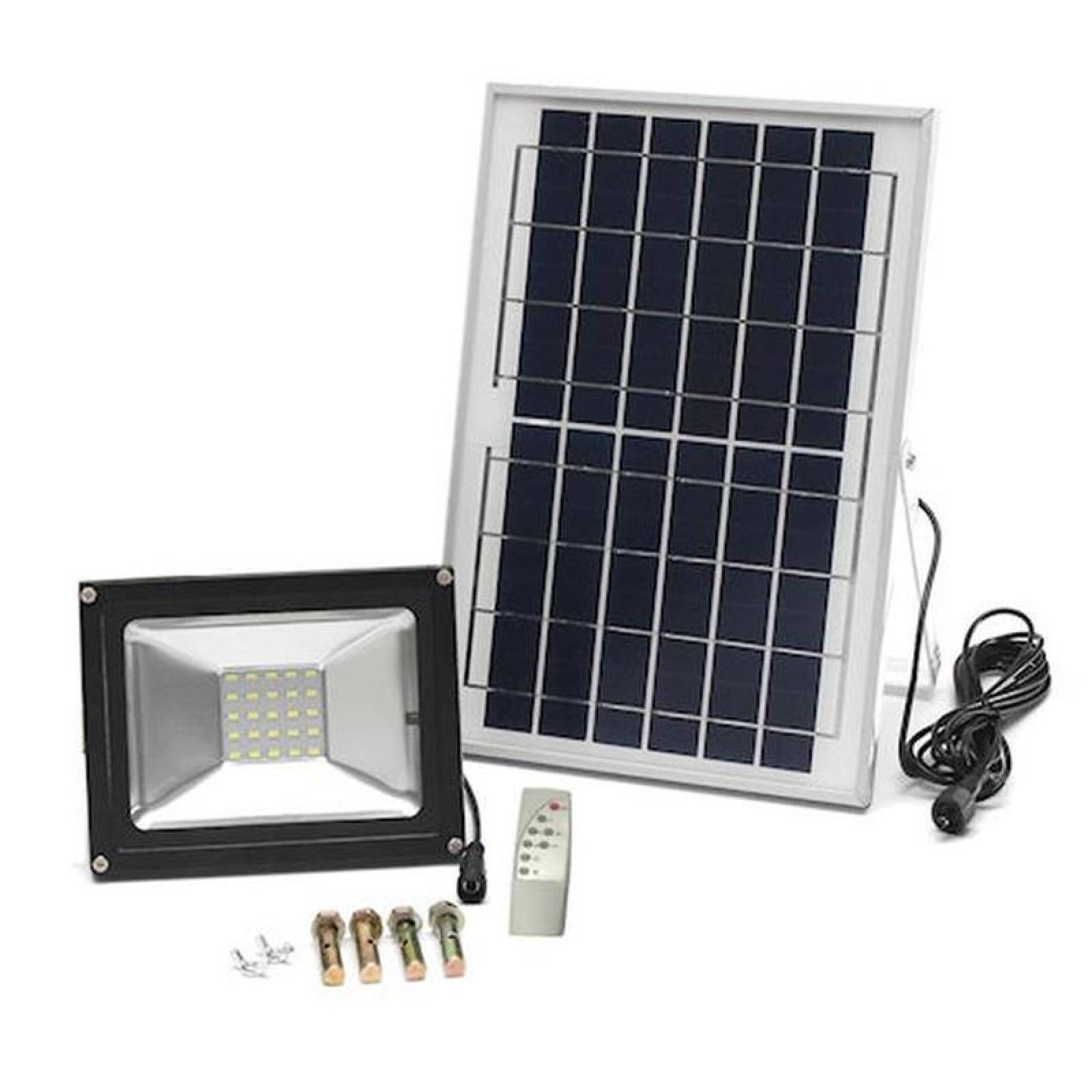  Lampara Solar Exterior para Jardin, MXLRC-001-21, 10W, 900lm, 6000K, Luz Blanca, Iluminación a 120, Panel Solar, con Control Remoto., SolarRC