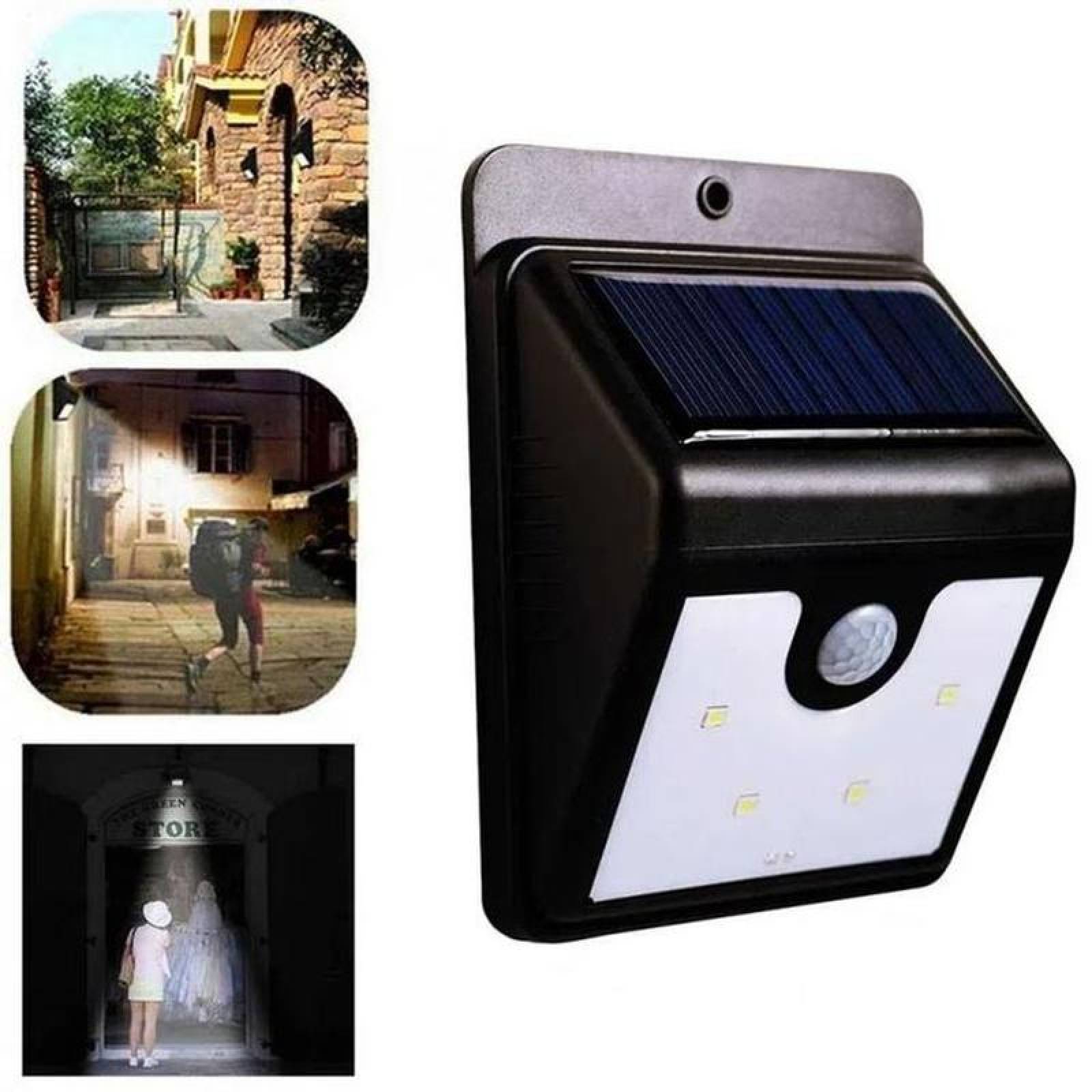 Reflector Solar para Muro o Pared MXERV-001-4 Led Con Panel Solar 0,44W 17porciento de Eficiencia Bateria de Litio 2,22WH Sensor de Movimiento Proteccion IP64,
 MiniEver