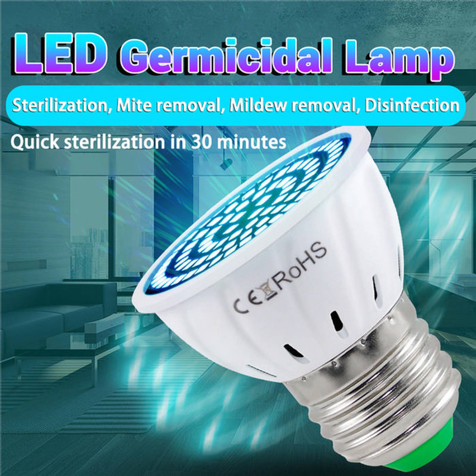 Foco LED Limpieza UVC, MXBCT-009-1, 25 Pzs, 15W, 110V, 60LED, Plástico, Germinicida y/o Bactericida,, BactLight