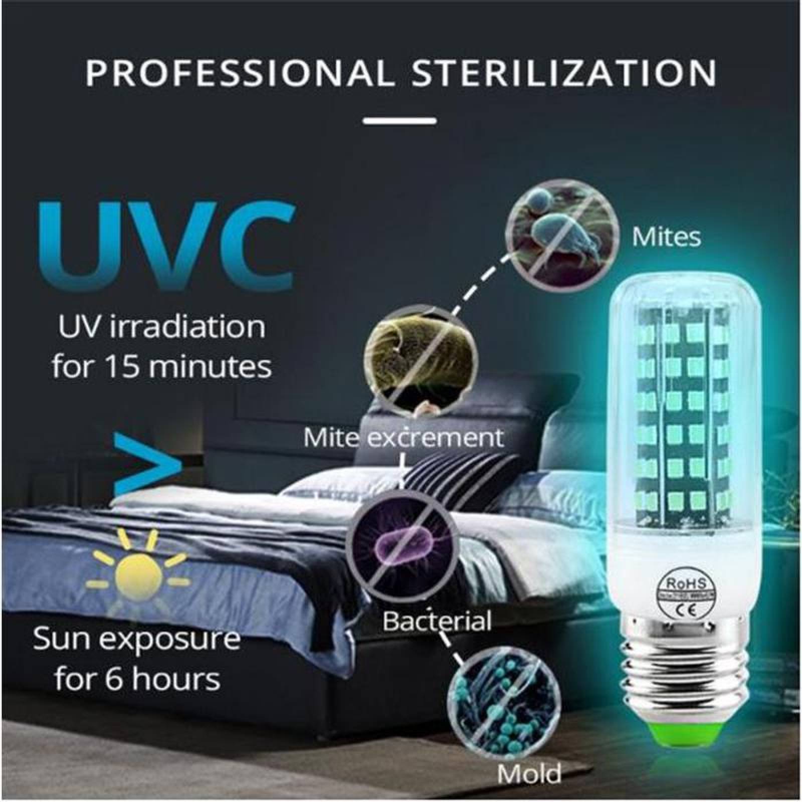 Foco Bombillas MataVirus UVC, MXLBB-009, 25 Pzas, 10W, 110V, 112LED, 25000hr, E27, Plástico, Germinicida y/o Bactericida,, CobLight