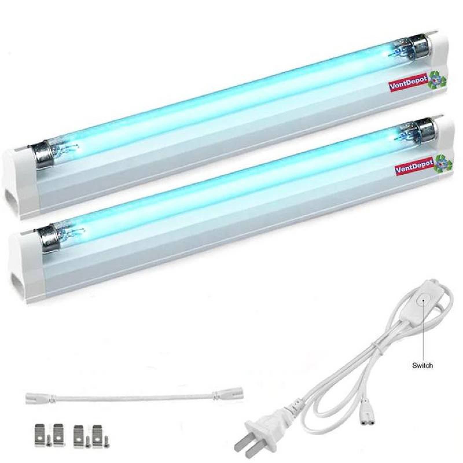 Serie de Lampara UVC Azul, MXTLI-002-6, 2x8W, 110V, 18m² de Sanitización, 2 Lámparas, 1 Puente, 1 Enchufe, Aluminio,, BactLight Pro