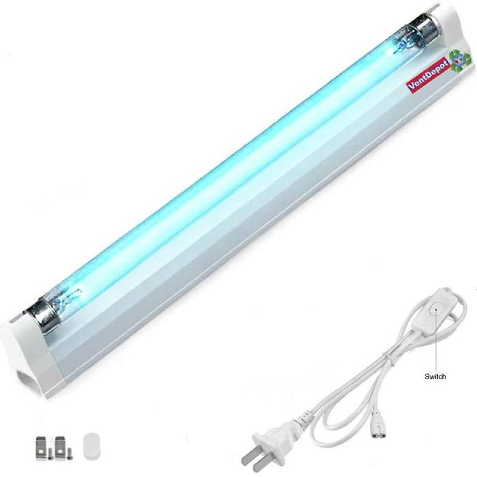 Lámpara Ultravioleta de Cuarzo, MXTLU-001-1, 15W, 110V, 9m² de Sanitización, 1 Lámpara, 1 Enchufe, Aluminio,, BactLight Plus