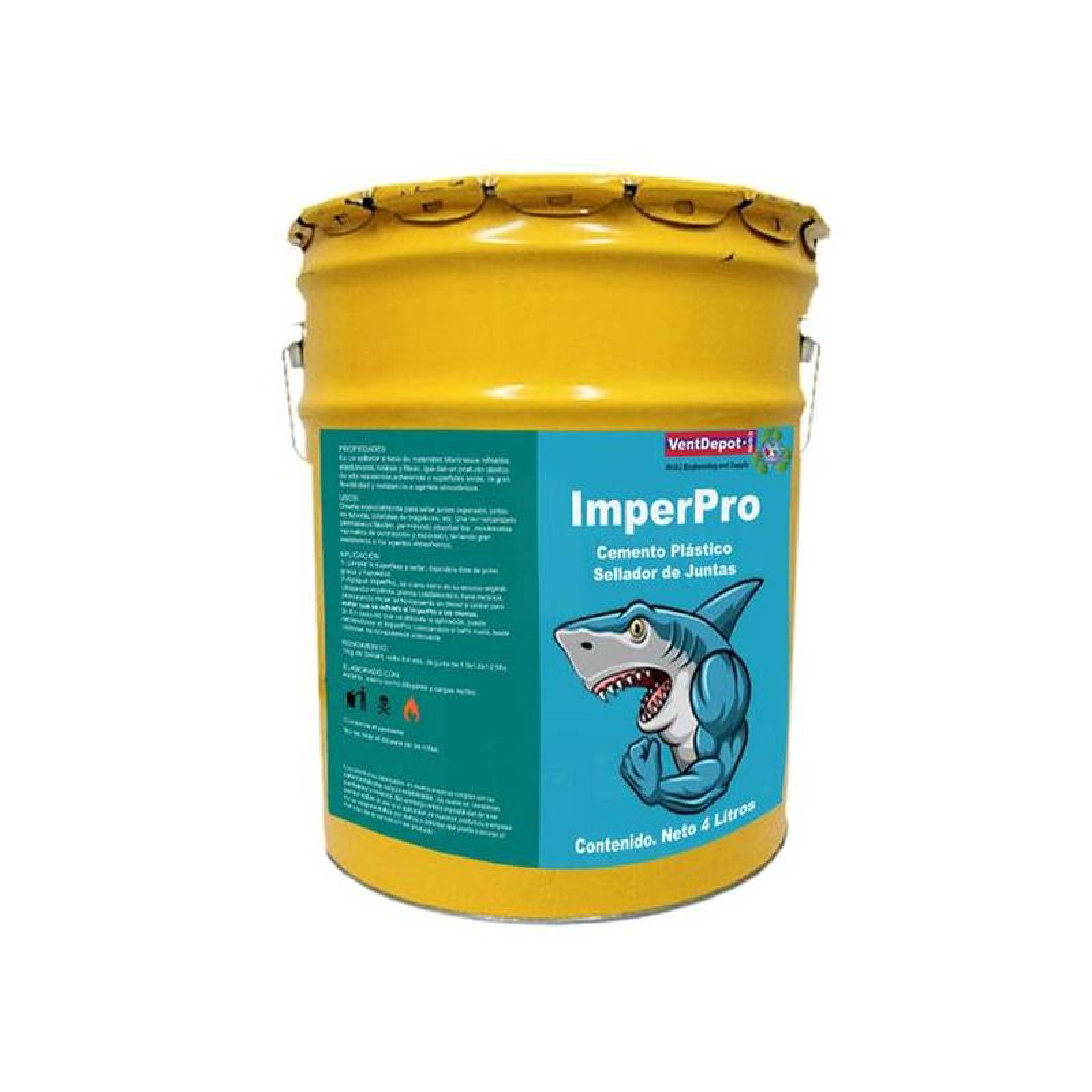 Impermeabilizante Color Negro, MXIPP-001-8, 4L, Sellador Pasta Negro, Rendimiento 3m² x Litro, Solvente, Viscosidad 100000 cps, Secado en 72 Hrs. , ImperPro