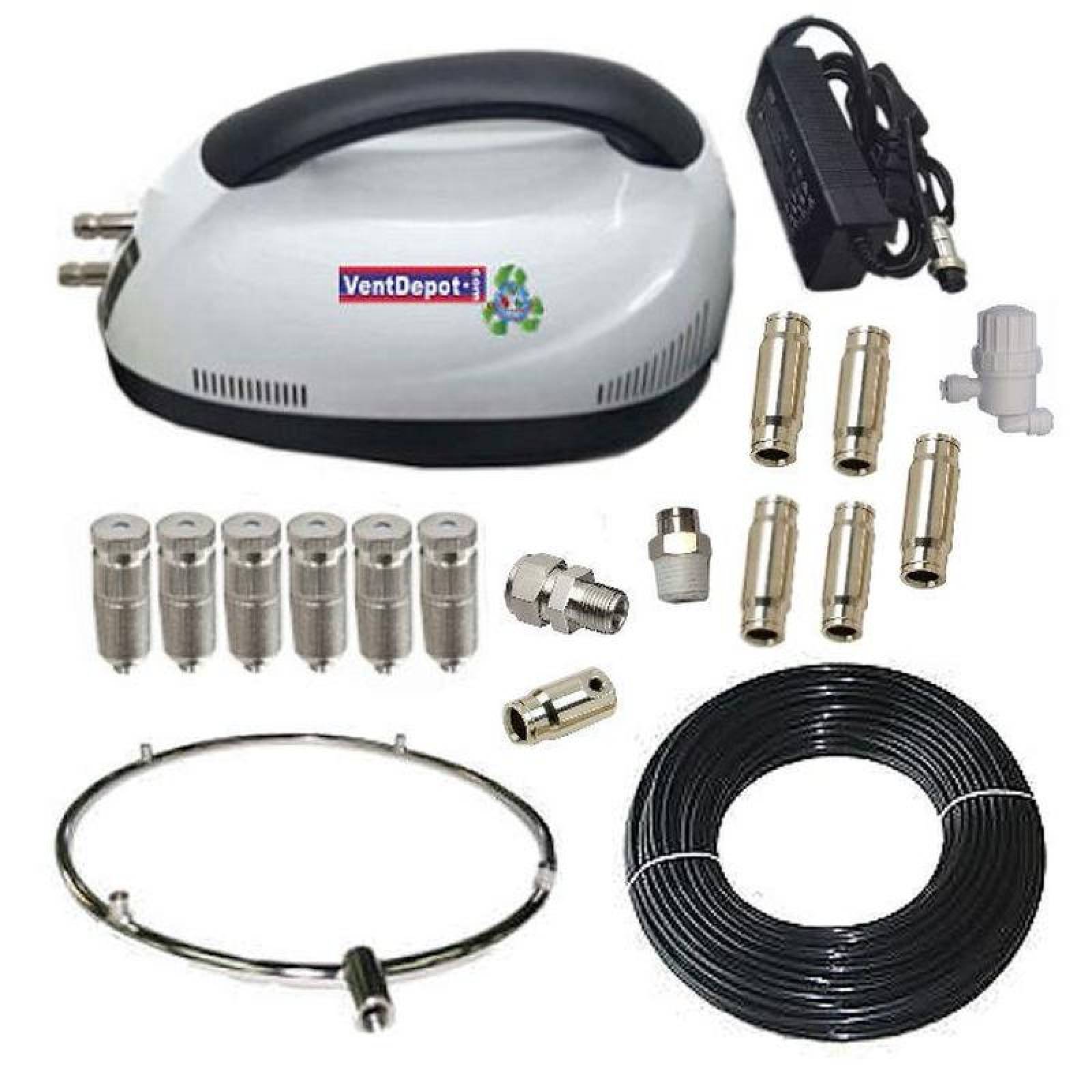 Kit de Manguera y Nebulizador MXNNN-001-11 0,2 LPM 1 Anillo de 14" Diámetro 0,06 Kw 0,08163 Hp 110220V 10m Temperatura Max, del Agua 40 C 1F 5060Hz, NebulaMini