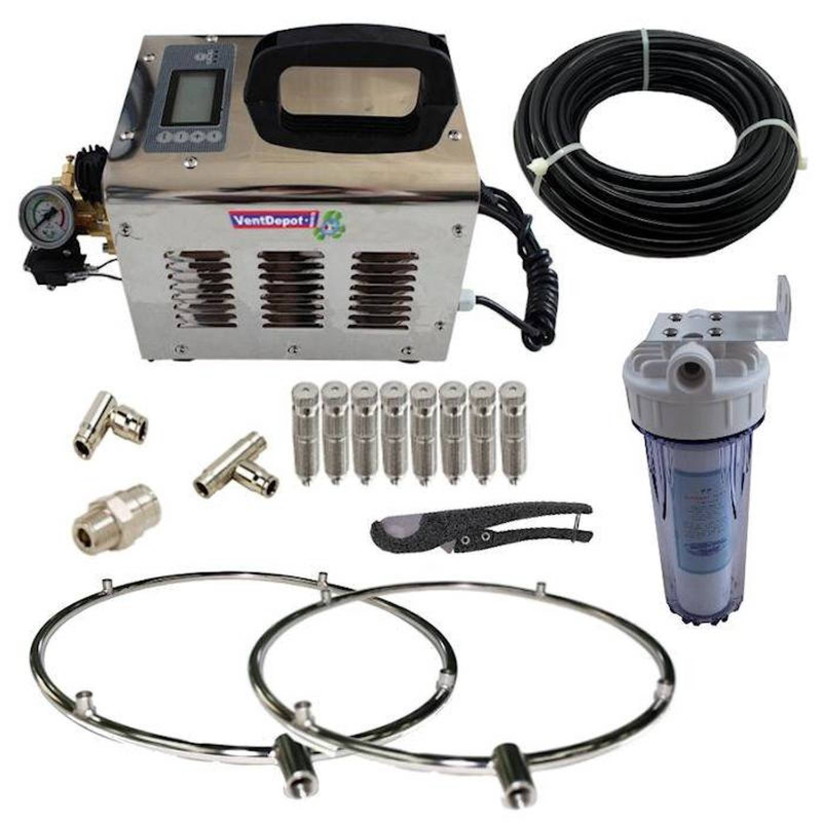 Fumigadora con Nebulizador MXRBN-001-12 0,3 LPM 2 Anillos de 14" Diámetro 0,12 Kw 0,16327 Hp 110220V 20m Temperatura máxima del agua 40 C 1F 50Hz, RingNebula