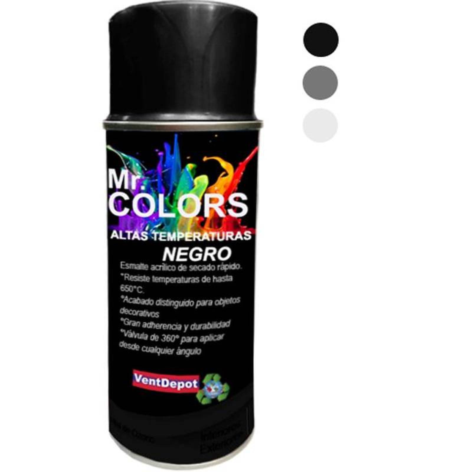 Pintura en Aerosol Para Asadores MXTIP-001-9 Negro Alta Temperatura Temp, Max, 650C 400ml Interiores y Exteriores Válvula 360 Secado Rápido, HighTemp