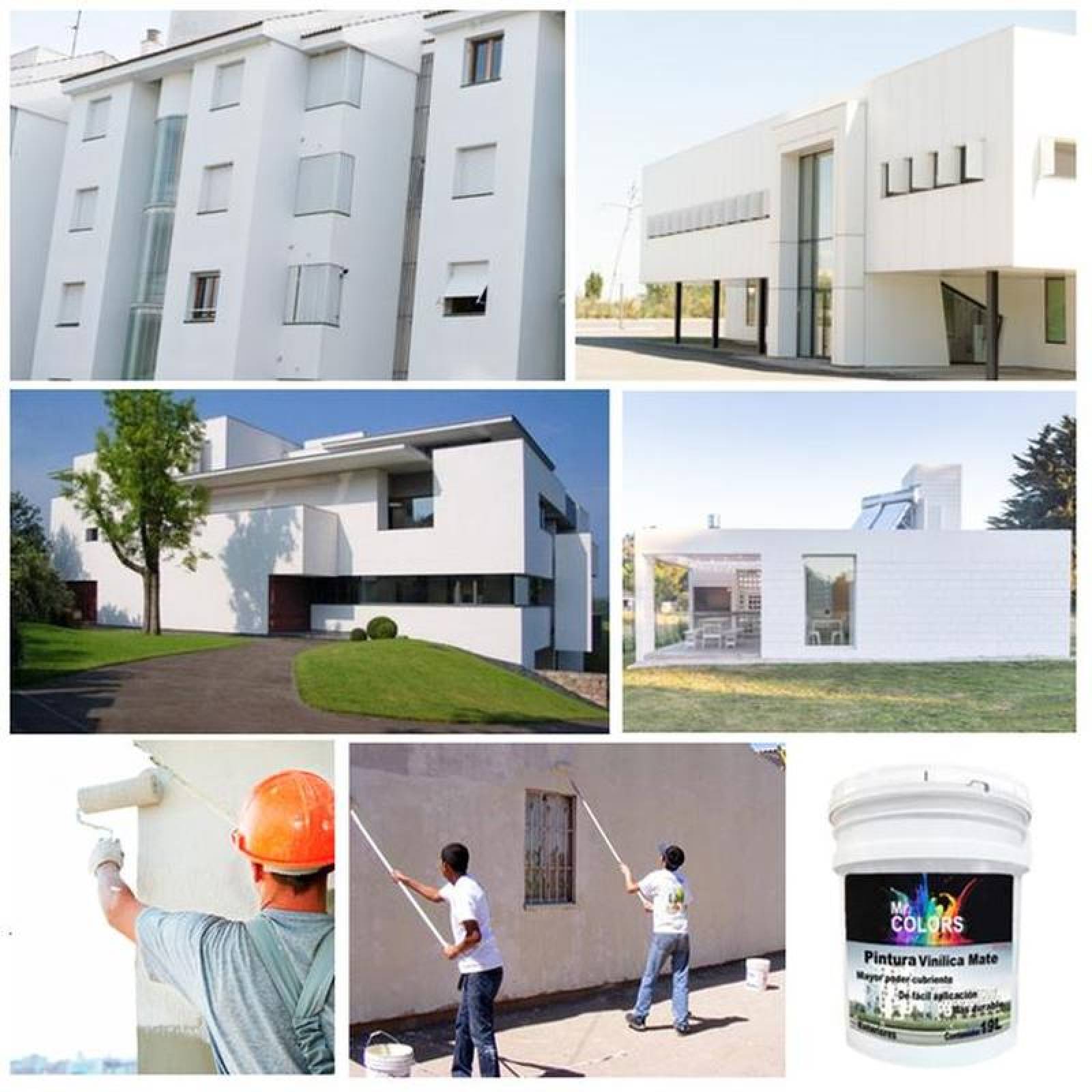 Pintura Vinílica para Exterior MXBUC-001-1 19L Pintura Vinílica Mate Exterior Secado 45 min Color Blanco, WhitePaint