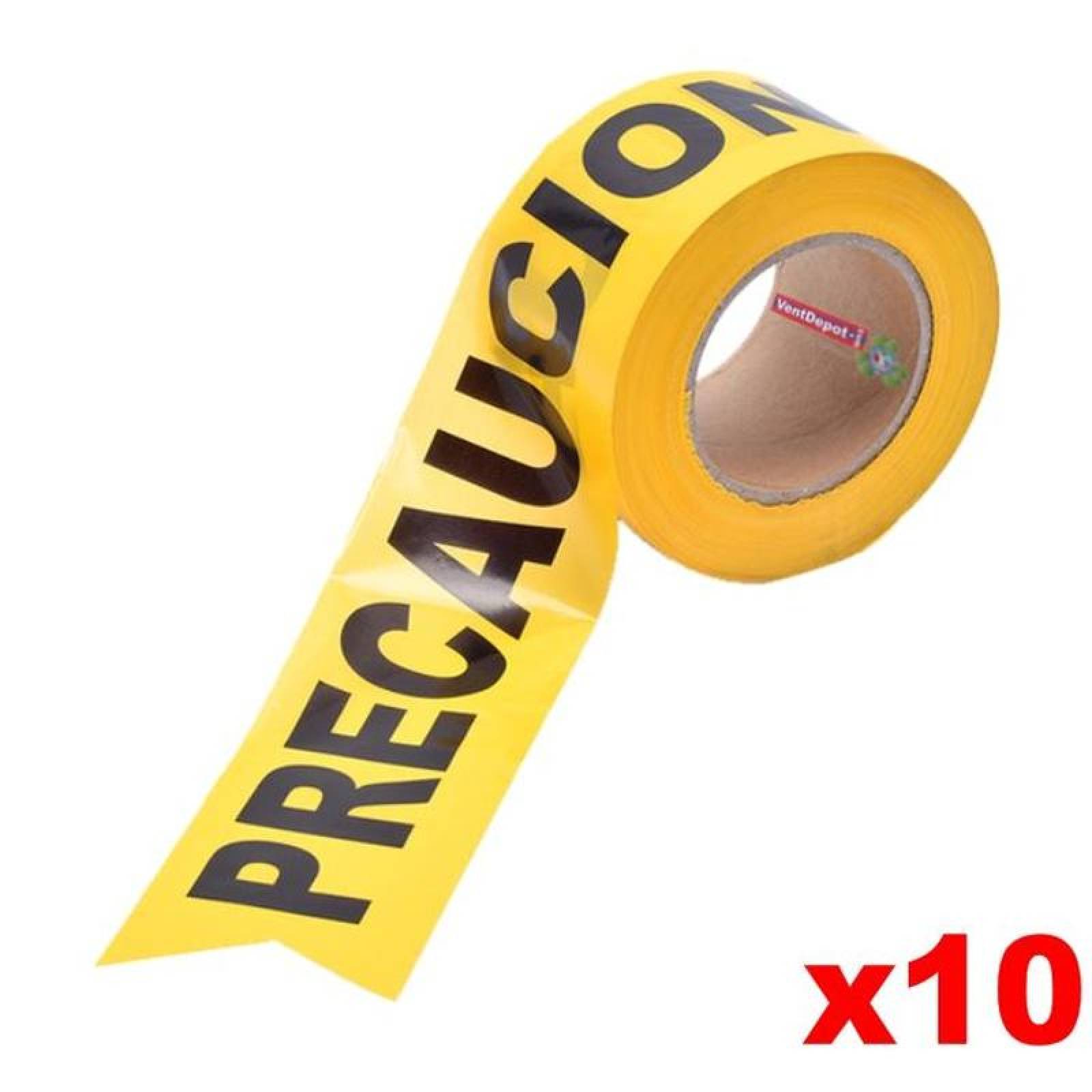 Cintas para Delimitar Areas MXWNN-003-1 Ancho 3" Metros x Rollo 305m Leyenda Precaución Color Amarillo 10pzs, WarningTape