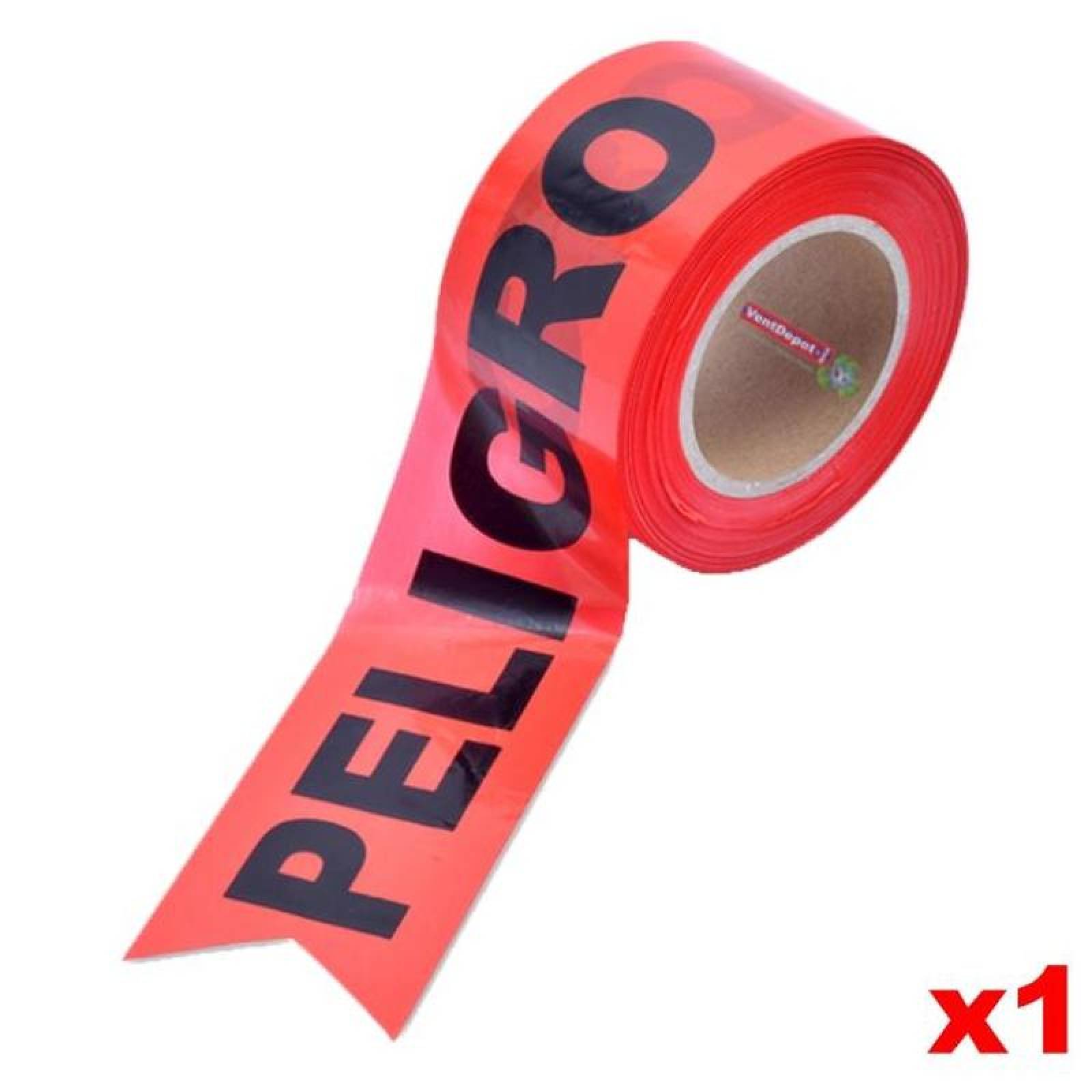 Cintas para Delimitar Areas Grandes MXWNN-004-1 Ancho 3" Metros x Rollo 305m Leyenda Peligro Color Rojo 1pz, WarningTape