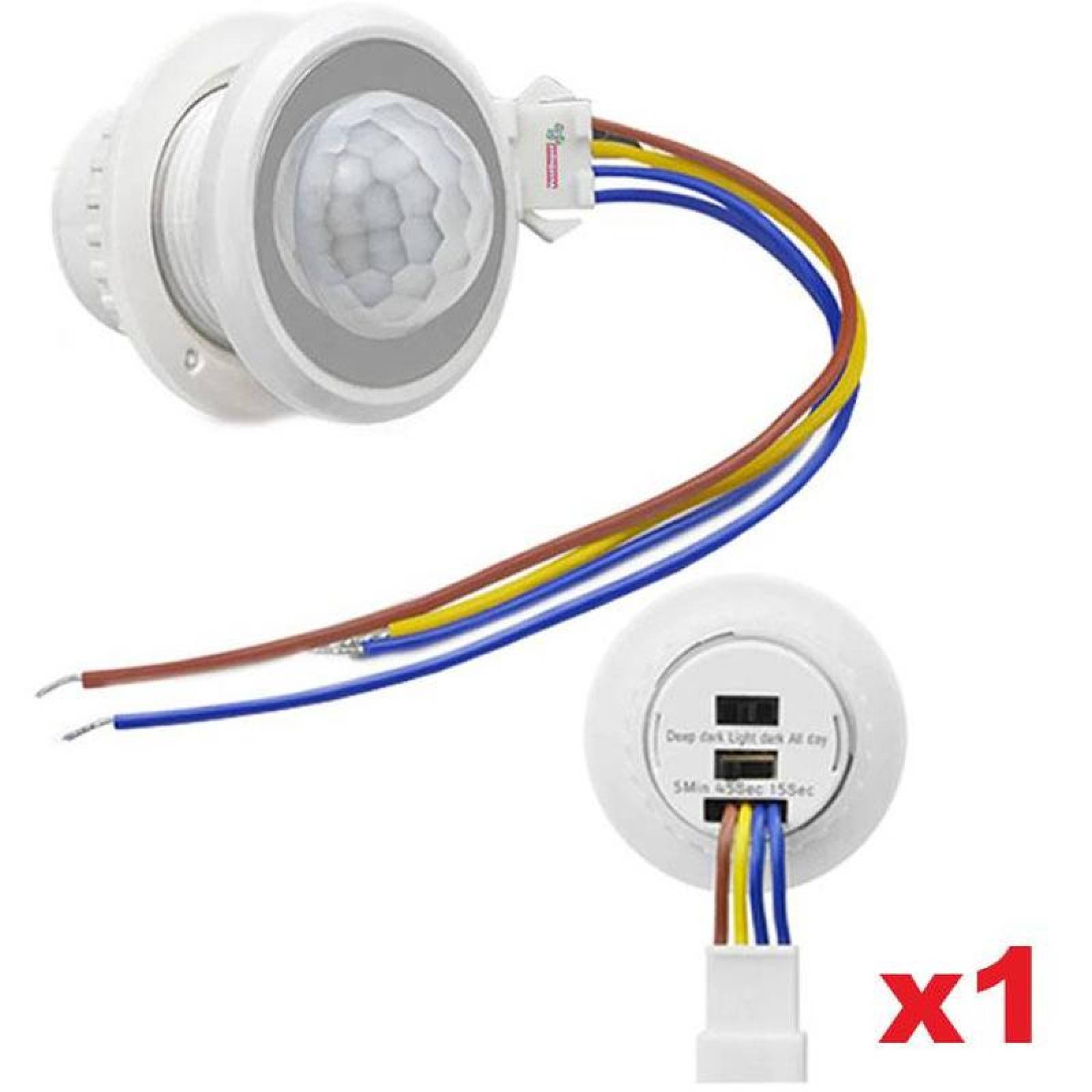 Sensor de Movimiento PIR Miniatura, MXTMY-001-1, 1 Pza, 4 hasta 6m, Vel, 15s, 45s y 5min, 40W, 127V, 60Hz, , SensaMove