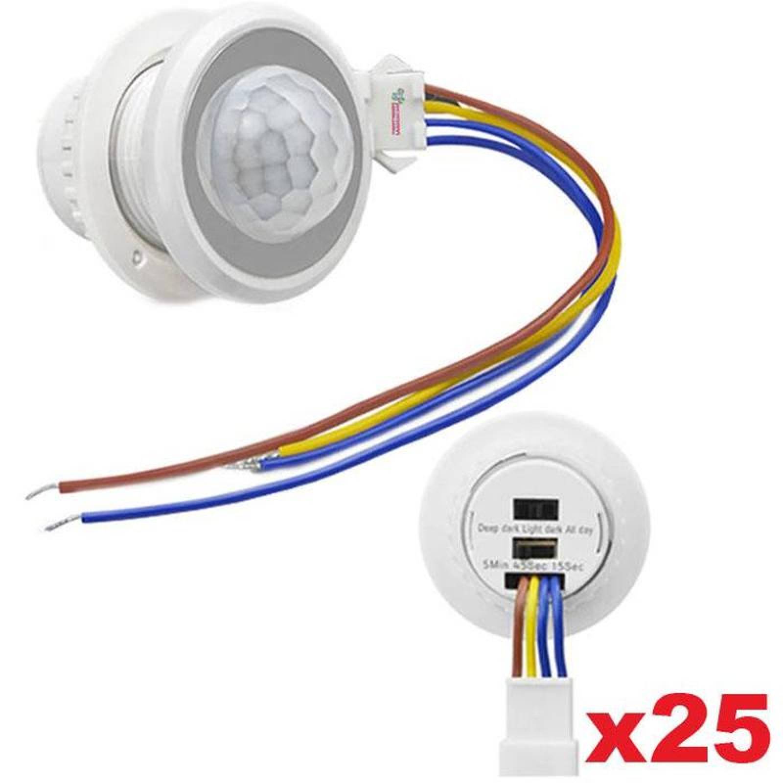 Sensores Movimiento para el Hogar, MXTMY-009-1, 25 Pzs, 4 hasta 6m, Vel. 15s, 45s y 5min, 40W, 127V, 60Hz. , SensaMove