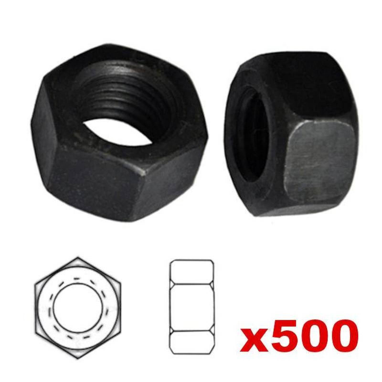 Tuerca Hexagonal VentDepot MXFIN-003 DiámetroT14" Ó 6,3 mm 20 Hilos Negro 500 Pzs,
 FineNut